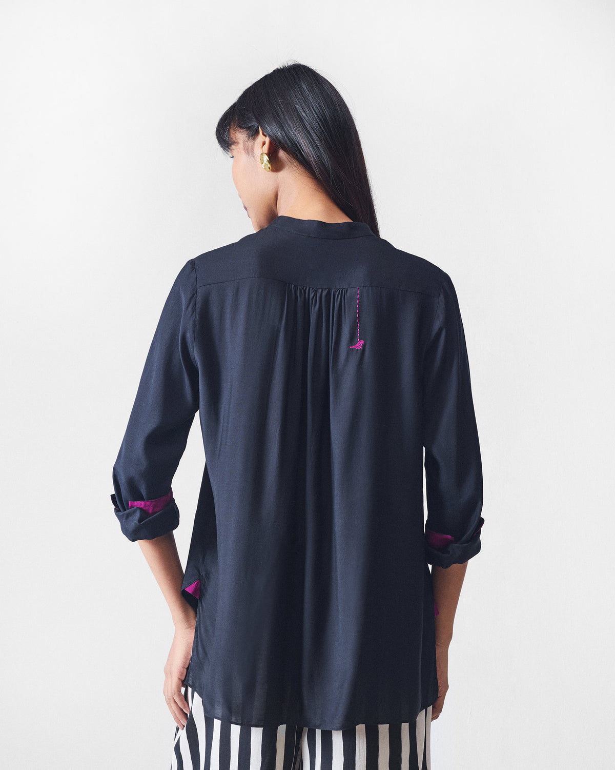 Mandarin Collar Top - Black