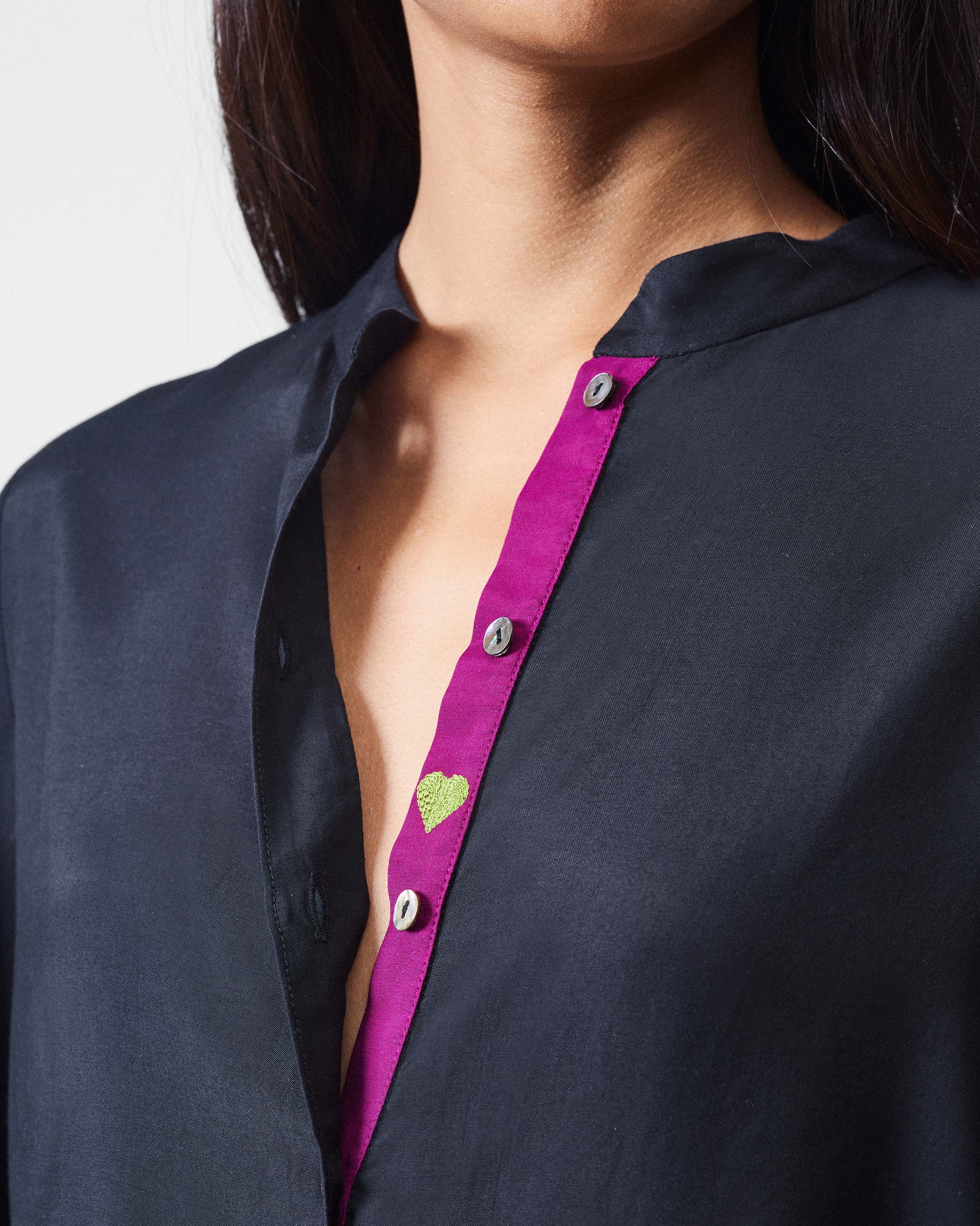 Mandarin Collar Top - Black