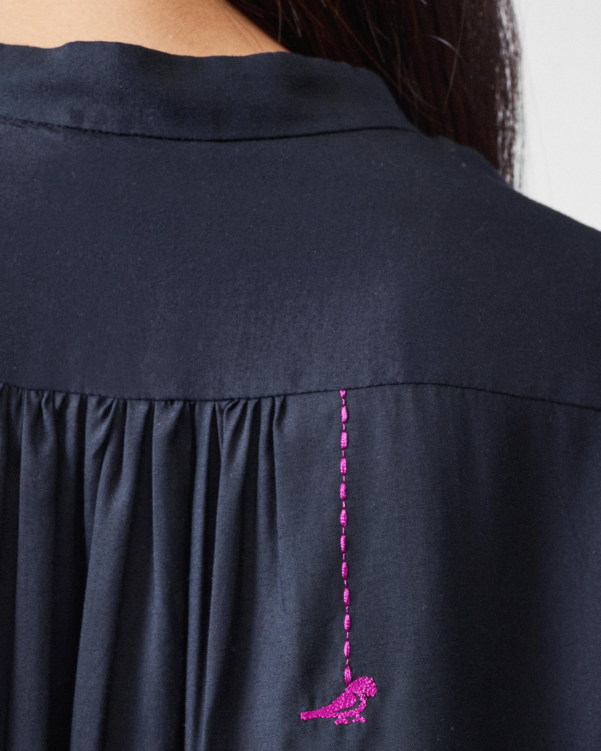 Mandarin Collar Top - Black