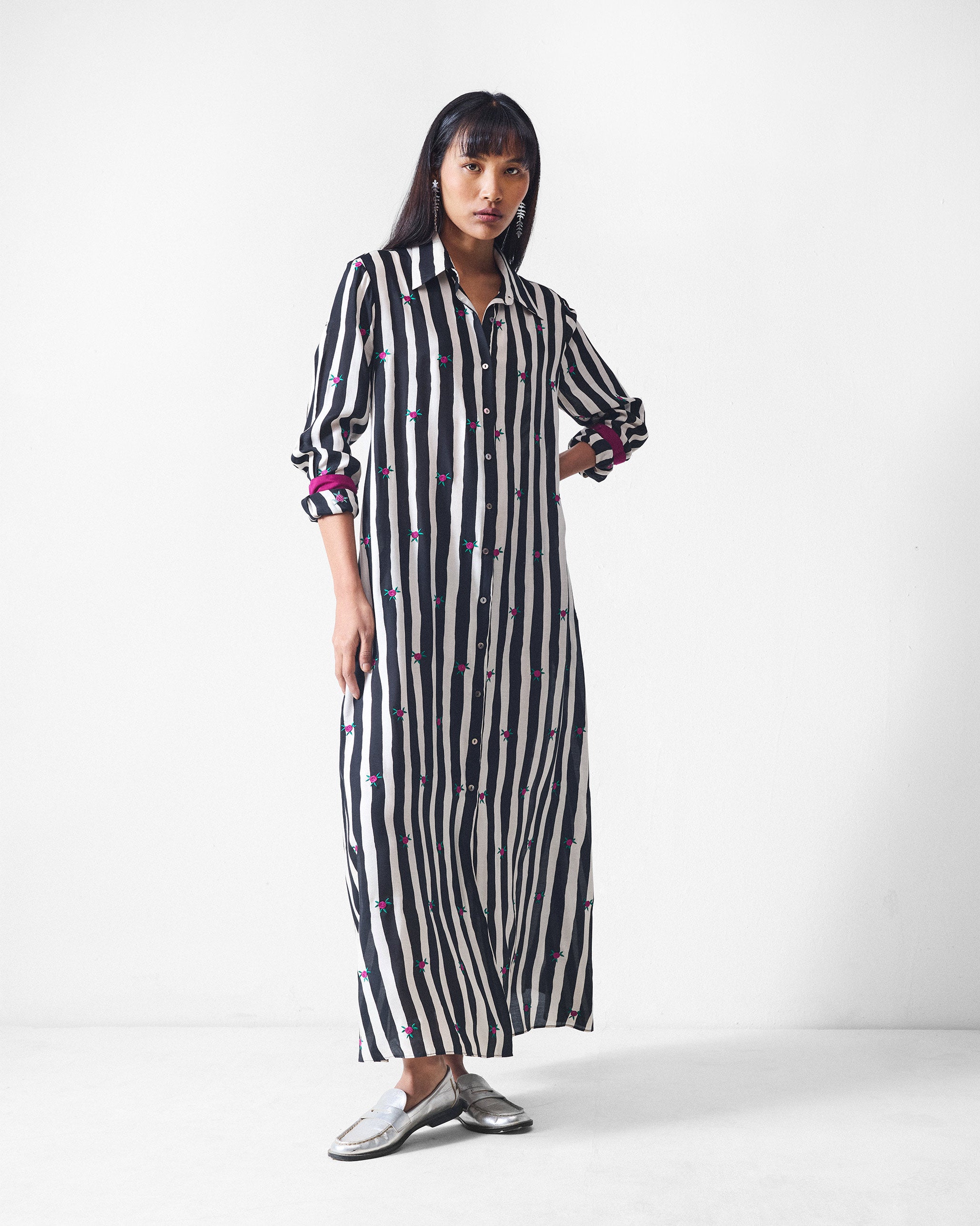 Pattaya Shirt Dress - Black & Beige Printed