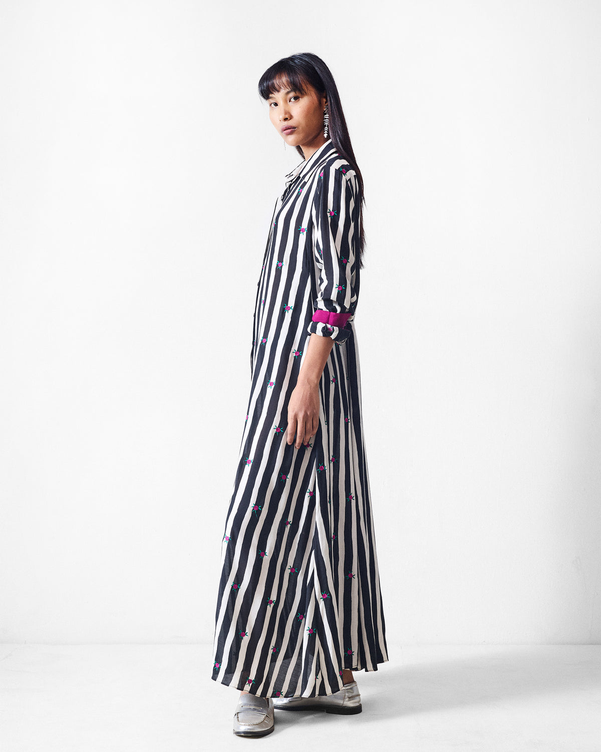Pattaya Shirt Dress - Black & Beige Printed