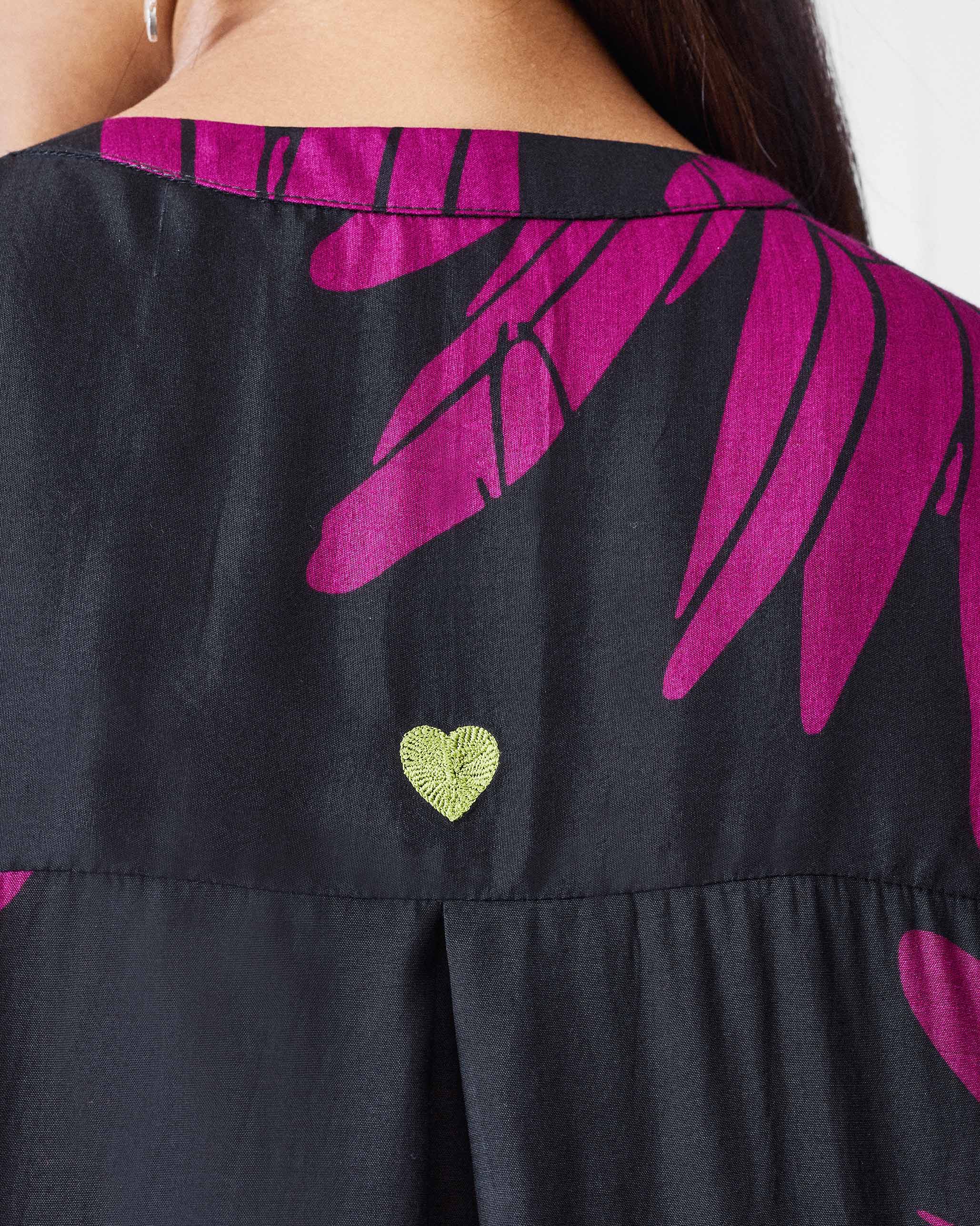 Lazy Sunday Tunic - Black & Mulberry Printed