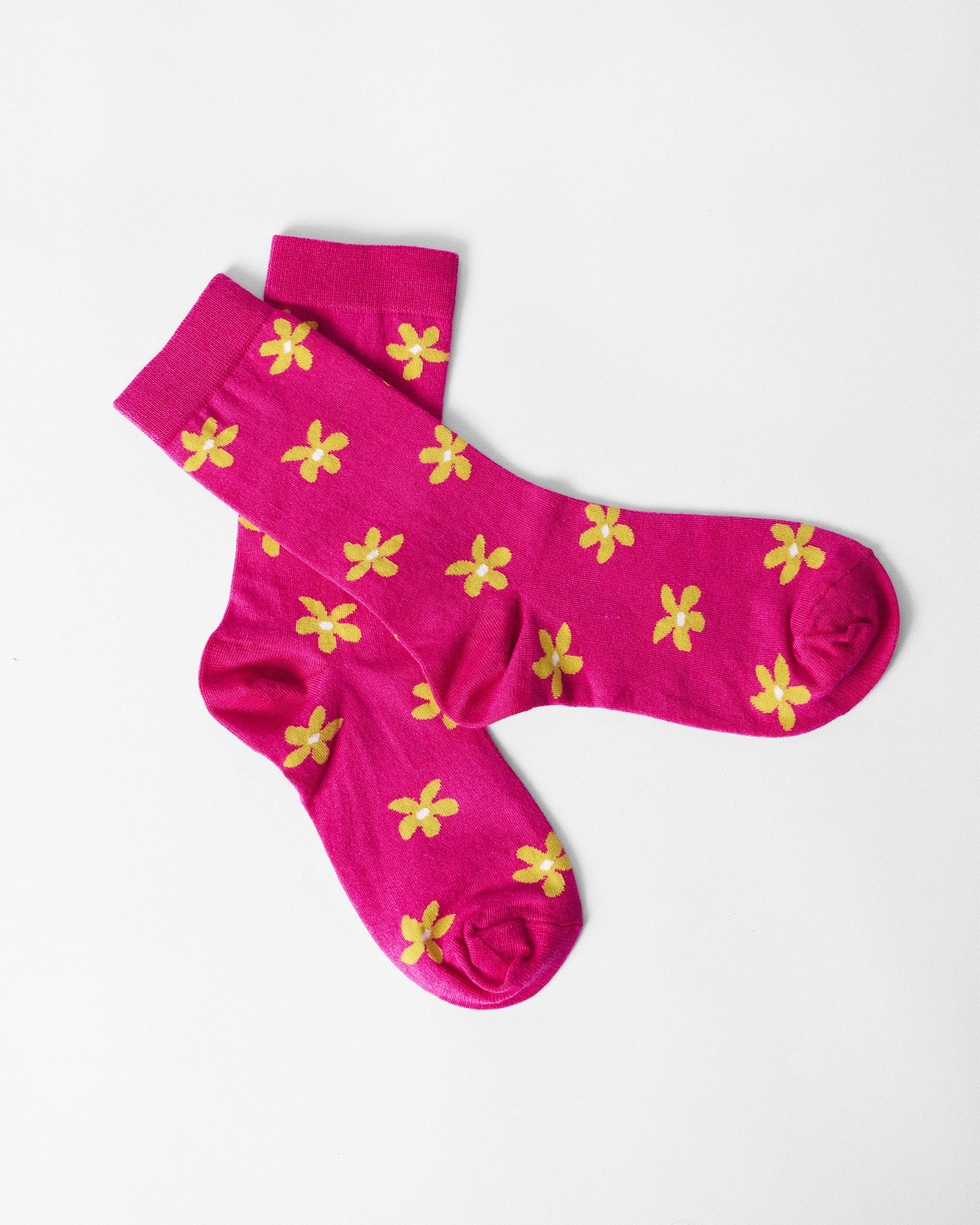 Floral Fizz Socks - Fuchsia & Yellow