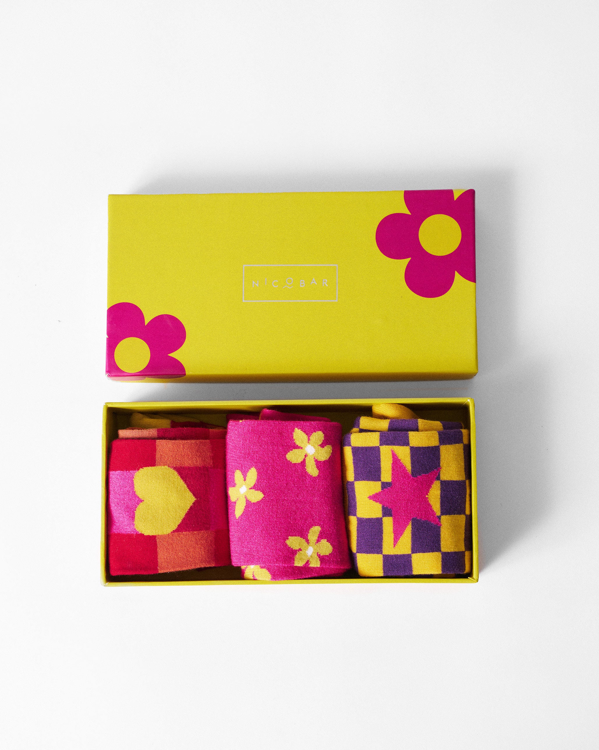 Floral Fizz Socks - Fuchsia & Yellow