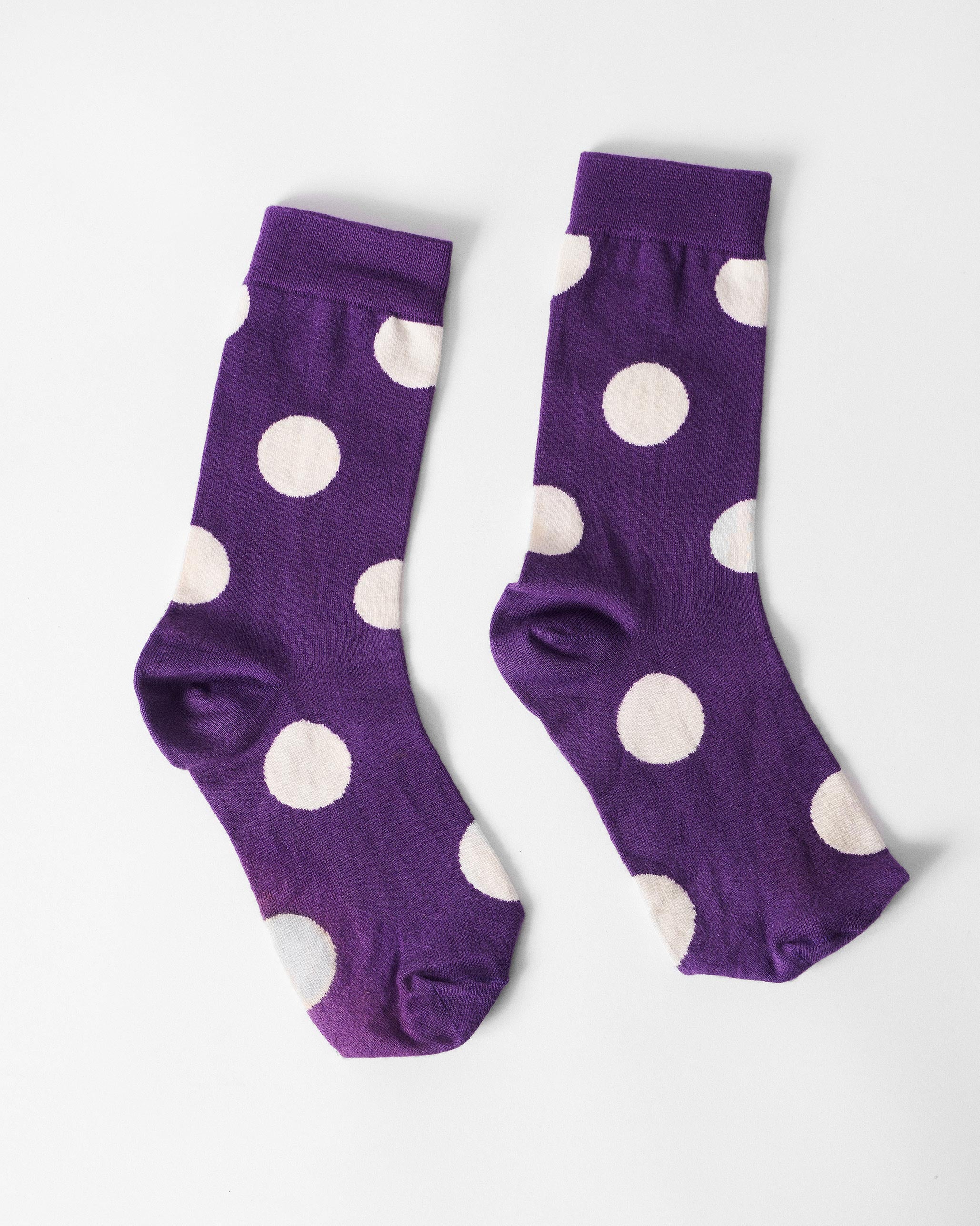 Polka Love Socks - Purple & Oatmeal