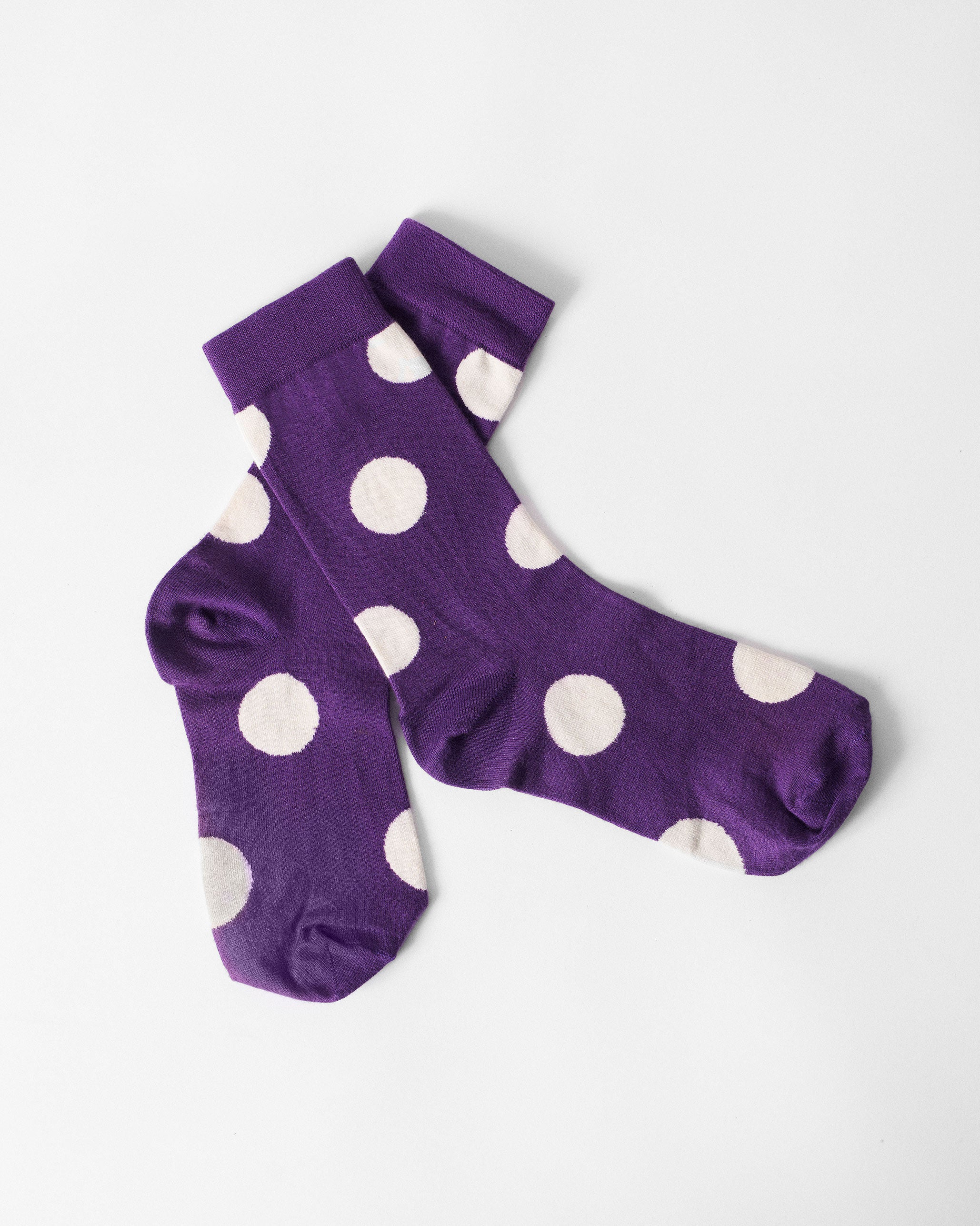 Polka Love Socks - Purple & Oatmeal