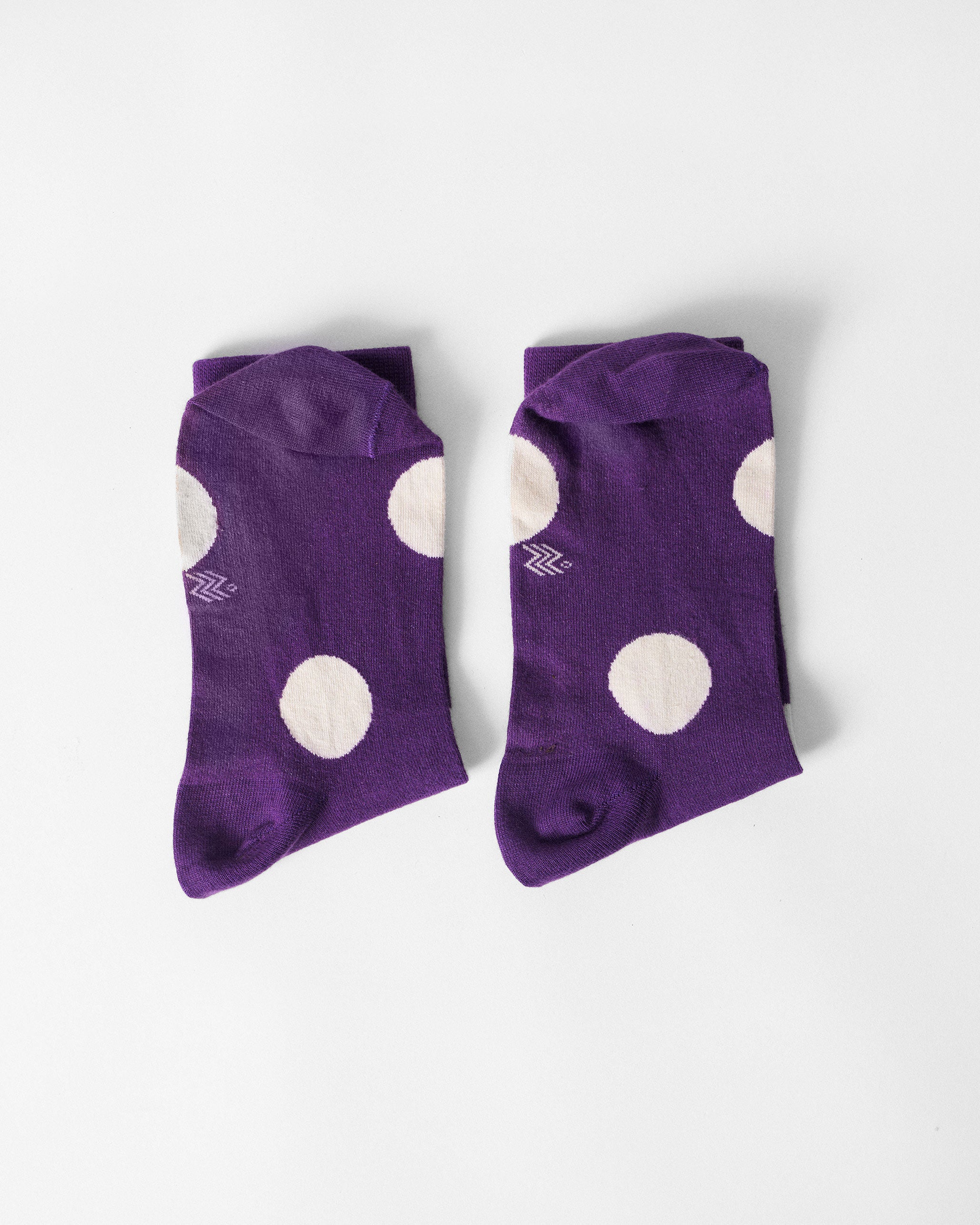 Polka Love Socks - Purple & Oatmeal