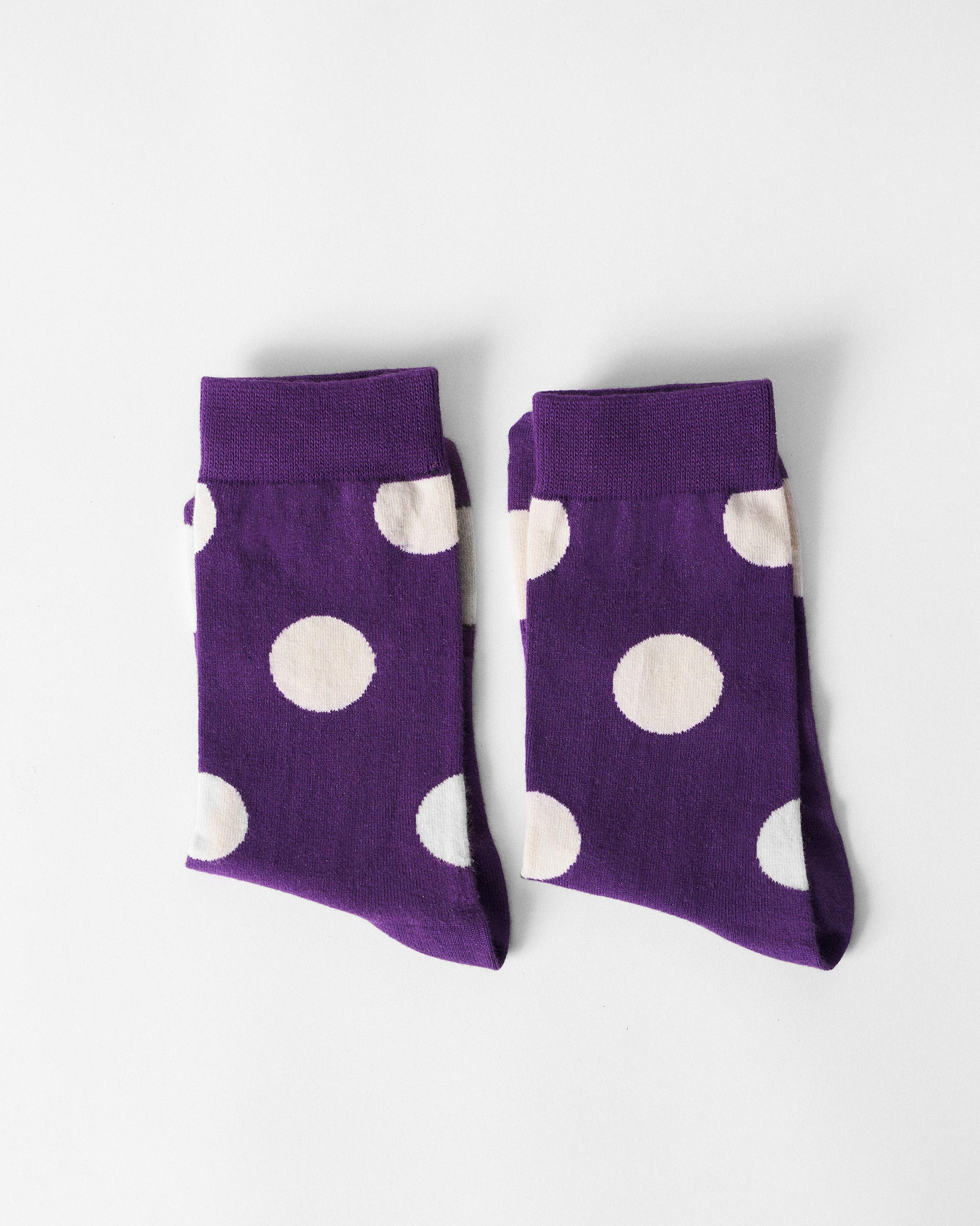 Polka Love Socks - Purple & Oatmeal