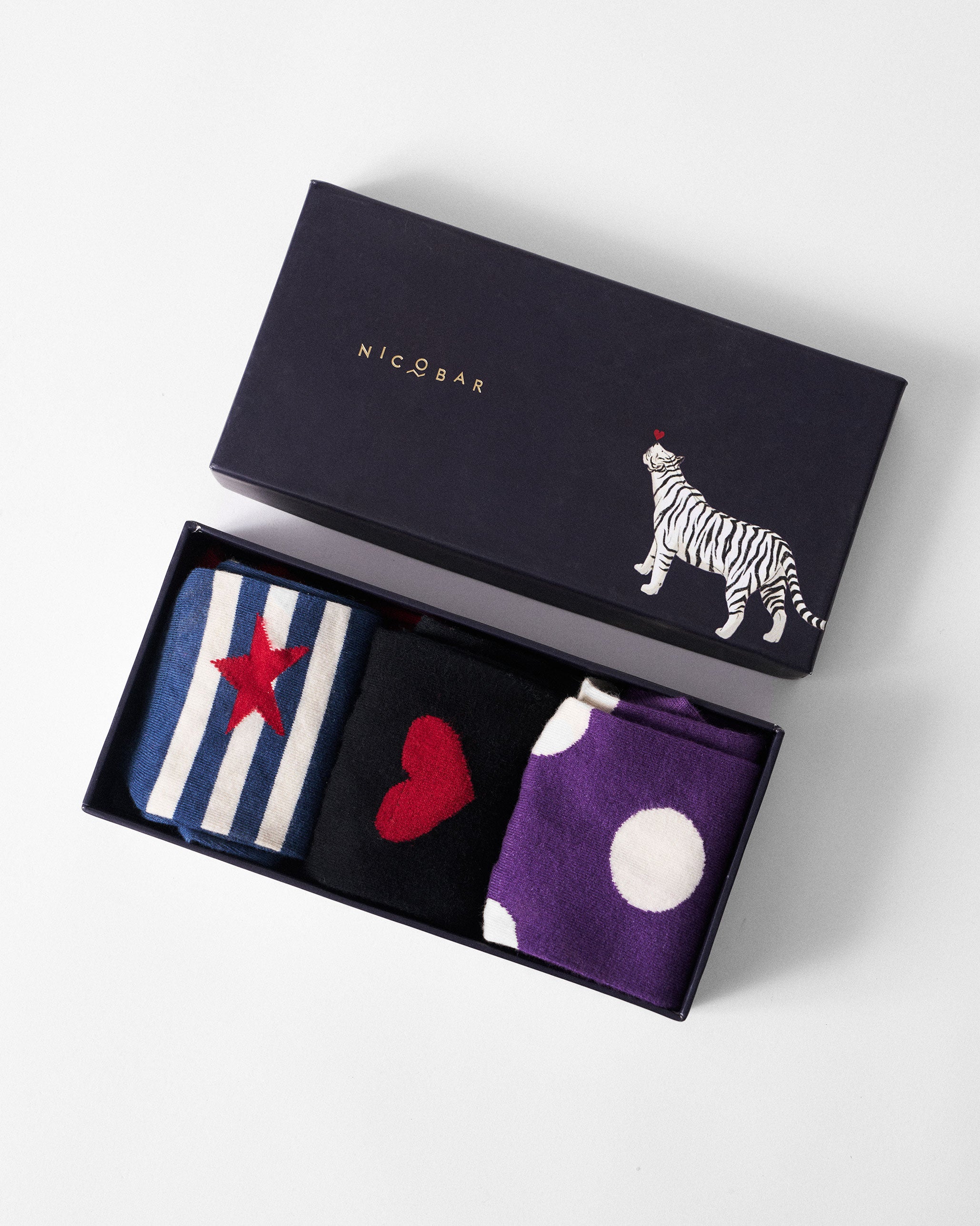 Polka Love Socks - Purple & Oatmeal