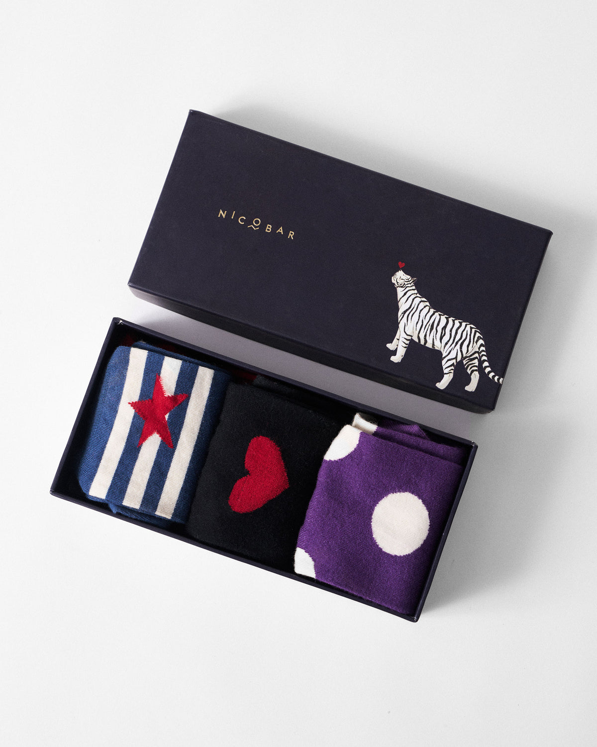 Polka Love Socks - Purple & Oatmeal