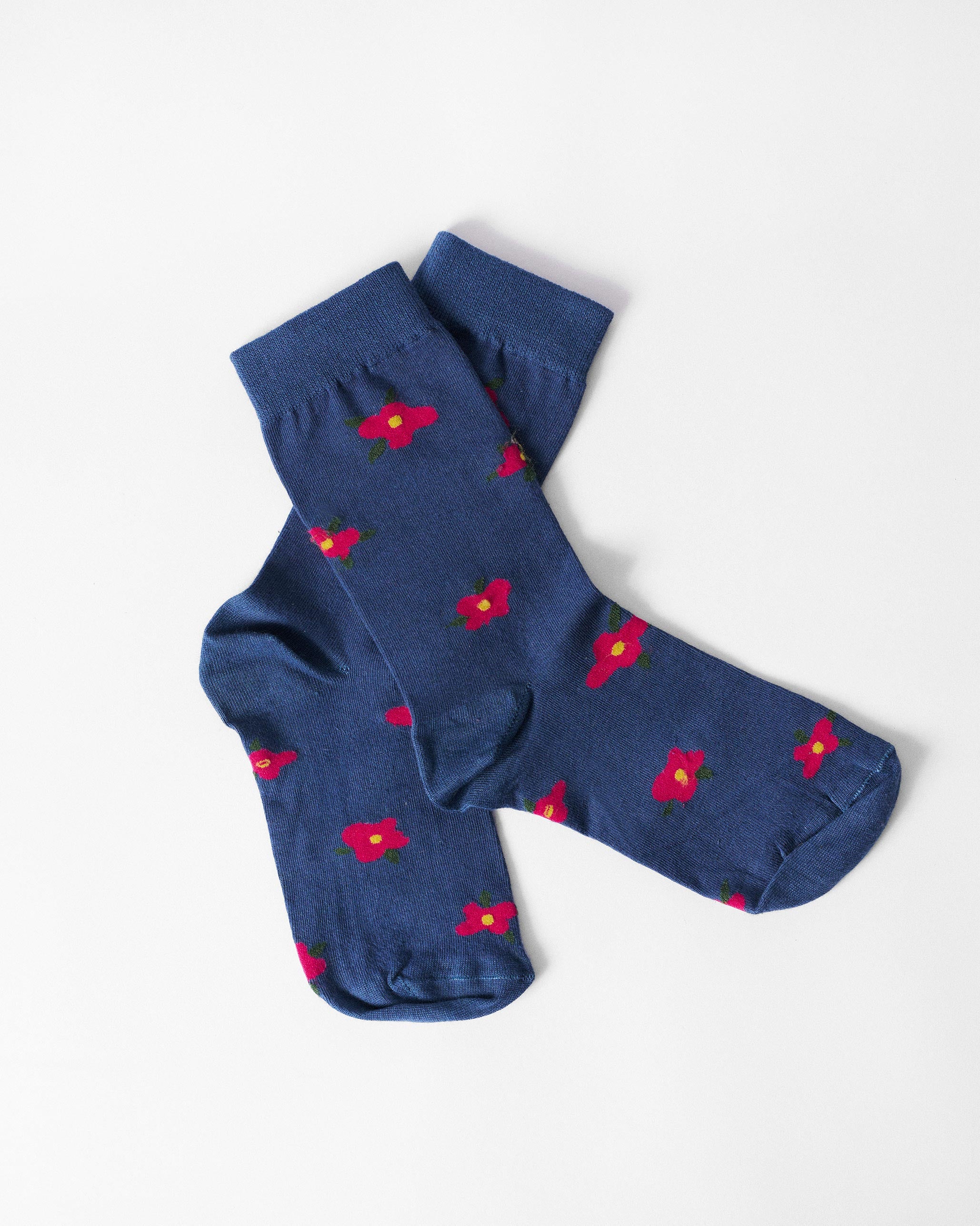 Midnight Bloom Socks - Navy & Fuchsia