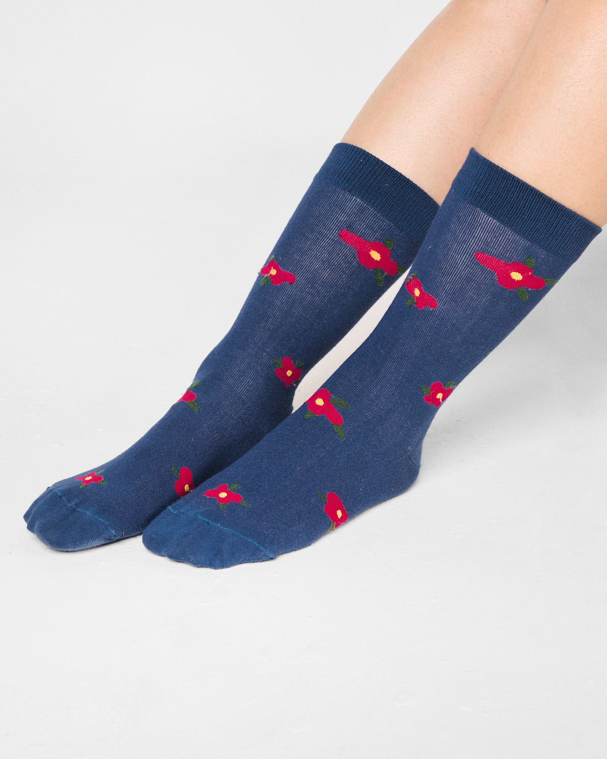 Midnight Bloom Socks - Navy & Fuchsia