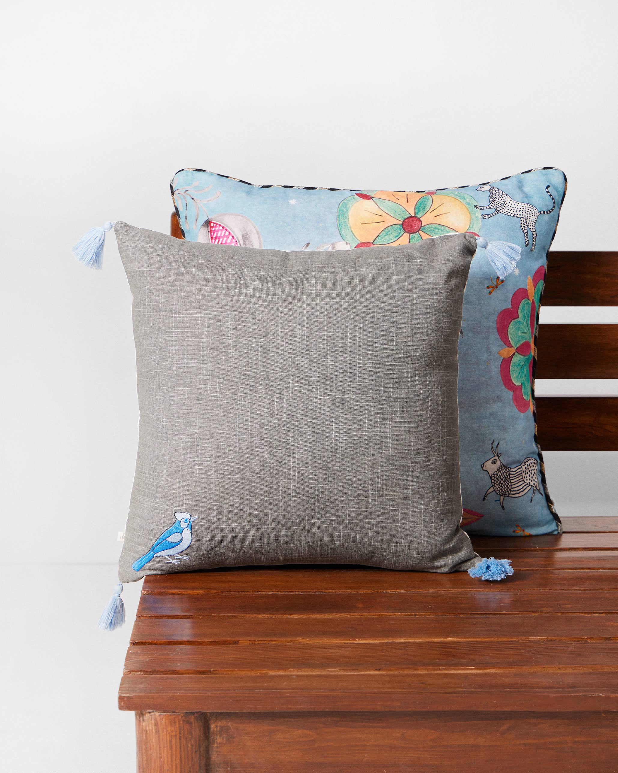 Palm Embroidered Cushion Cover