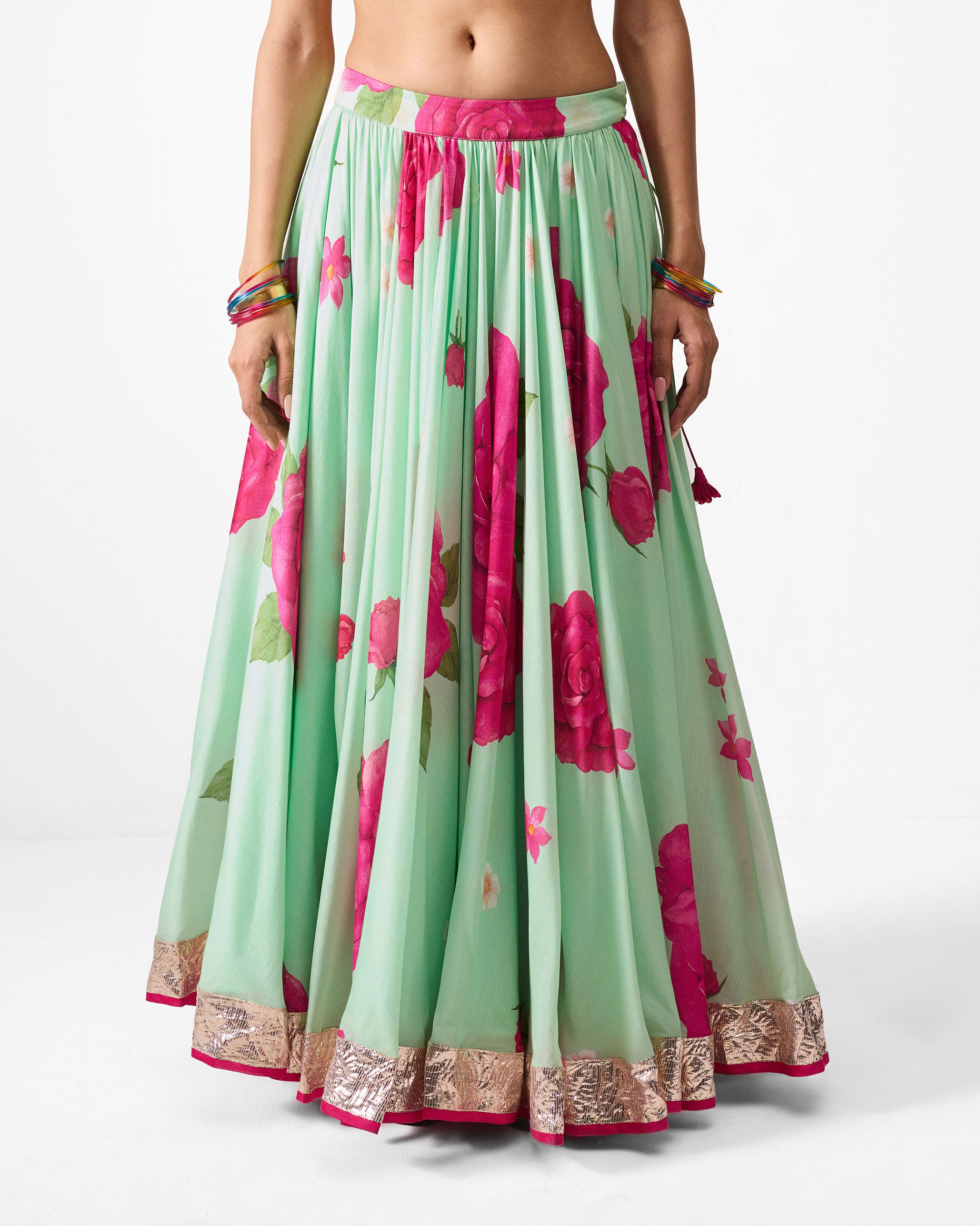 Vaya Skirt - Sea blue & Fuchsia Printed