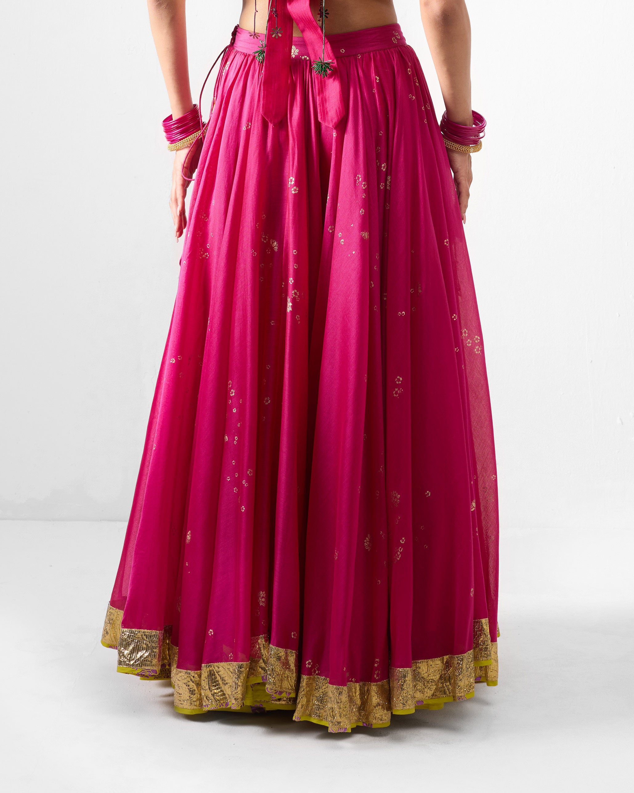 Saaya Skirt - Fuchsia & Gold Printed