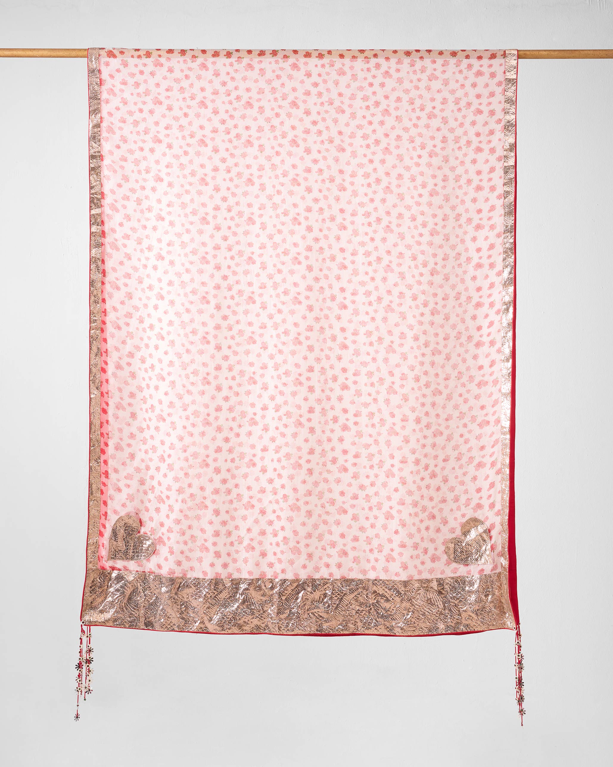 Lehar Dupatta - Red & Ivory Printed