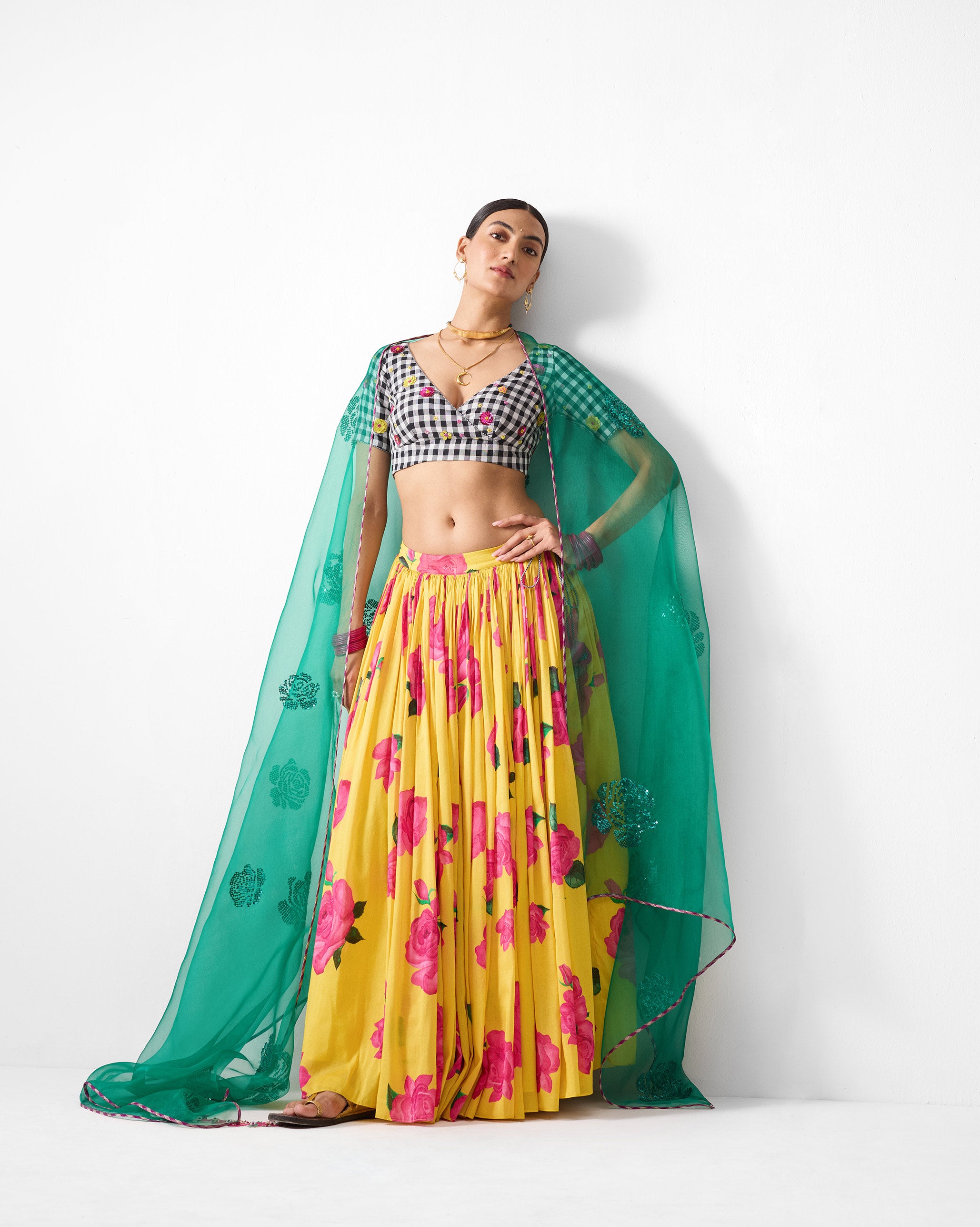 Zia Dupatta - Emerald Green Embroidered