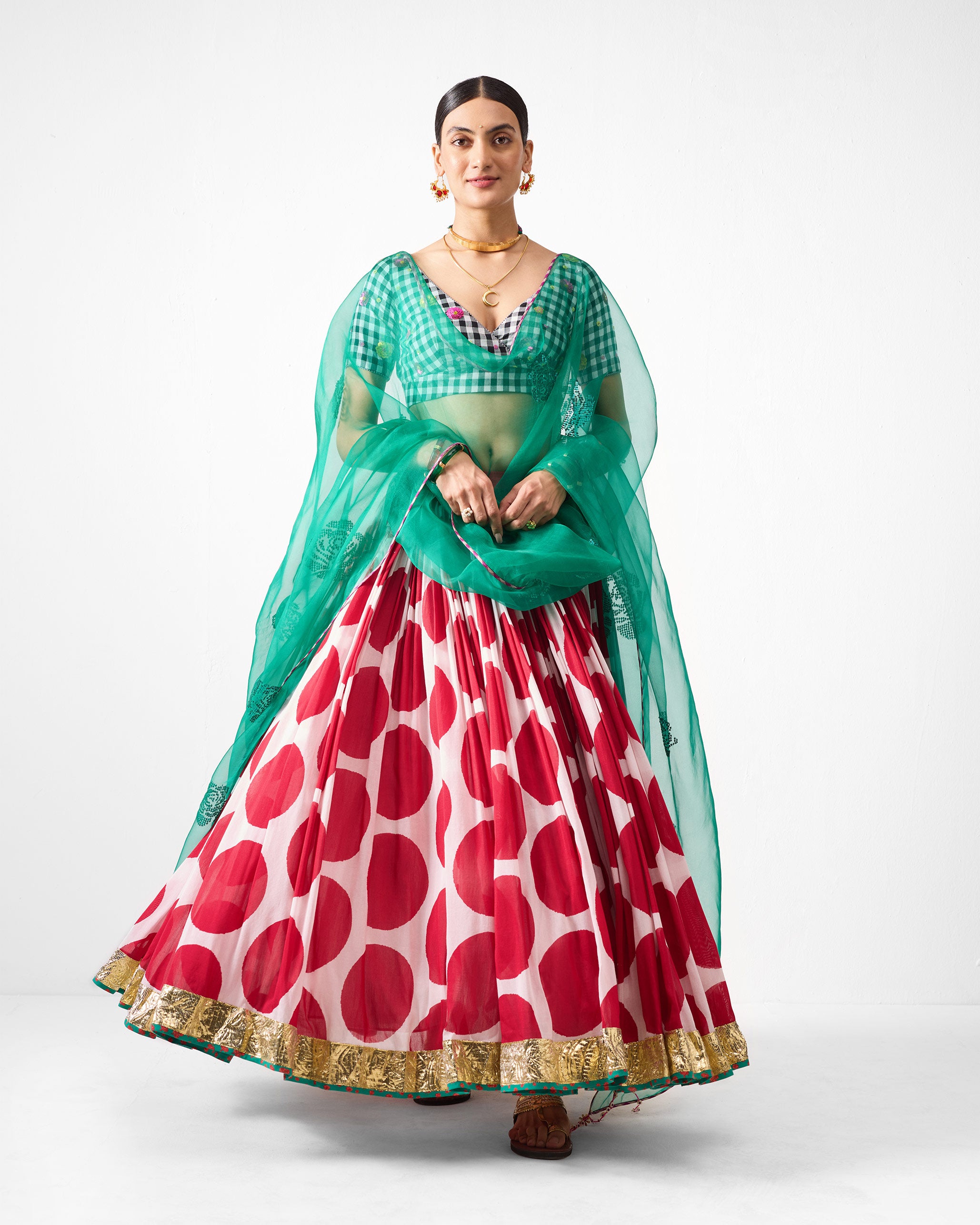 Zia Dupatta - Emerald Green Embroidered