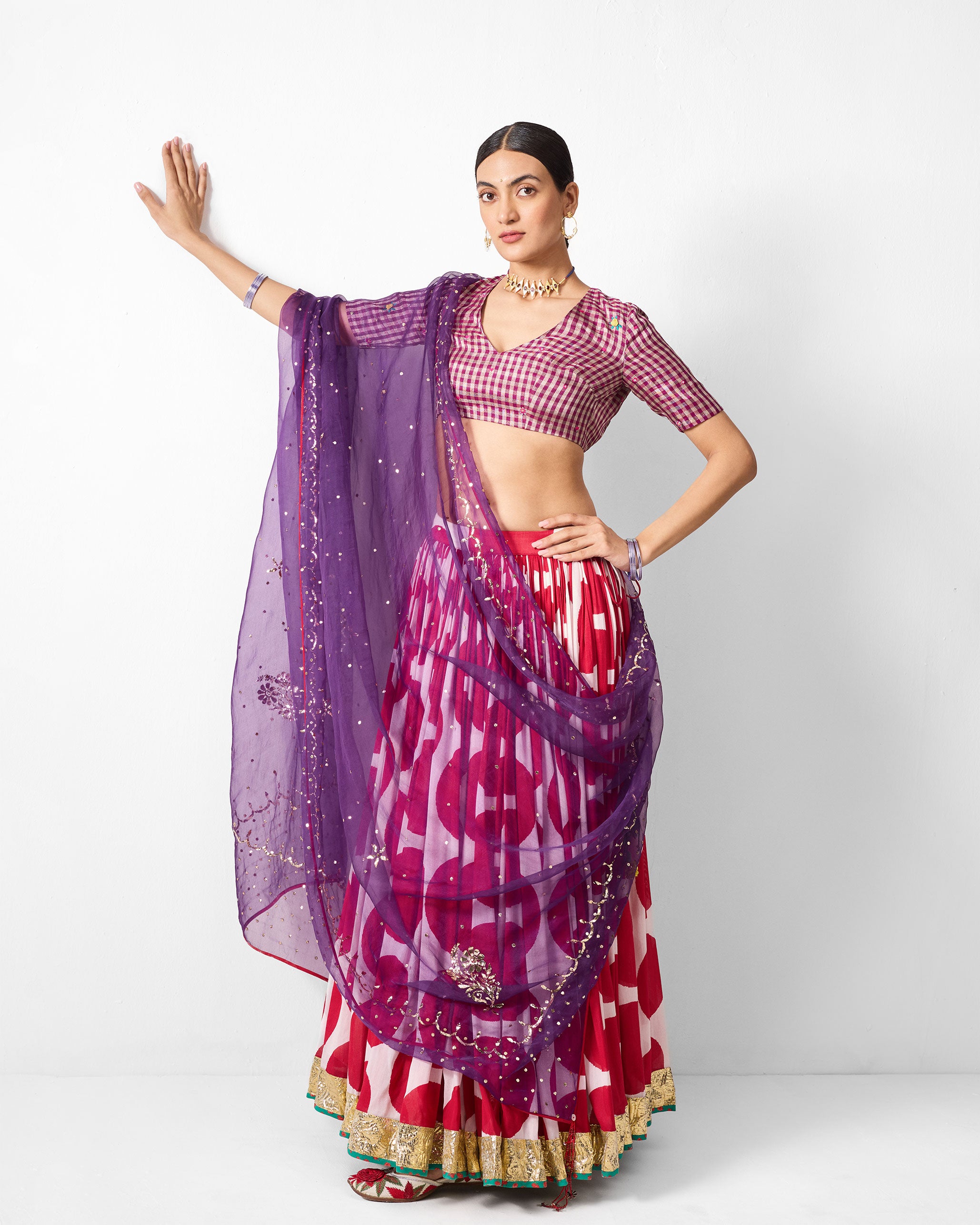 Chandni Dupatta - Purple Embroidered