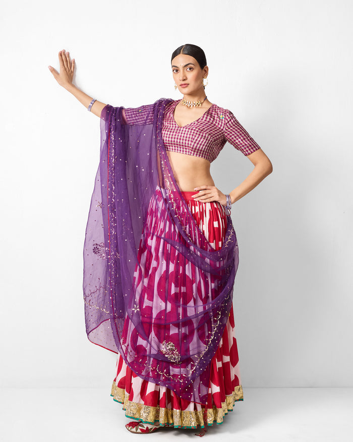 Chandni Dupatta - Purple Embroidered