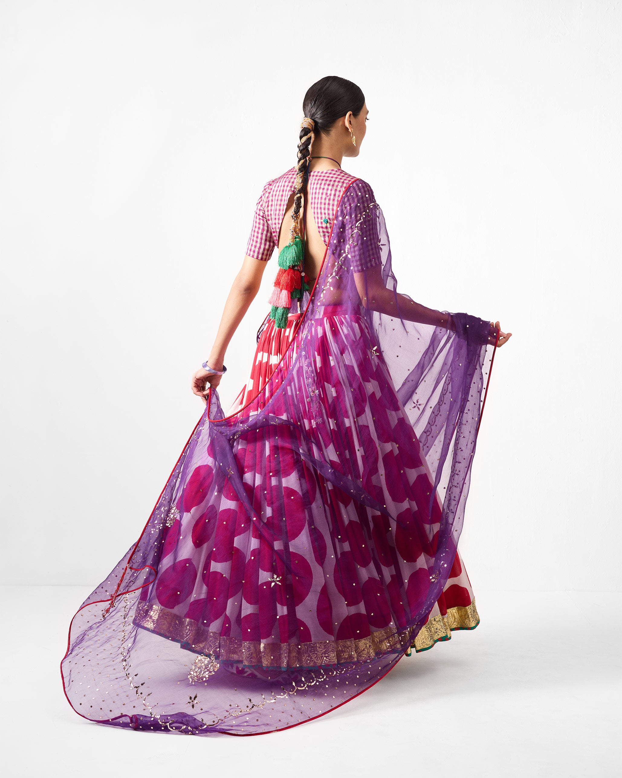 Chandni Dupatta - Purple Embroidered