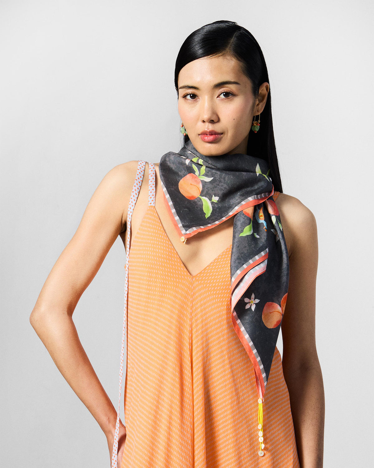 Apricot Scarf - Charcoal & Orange thumbnail 4