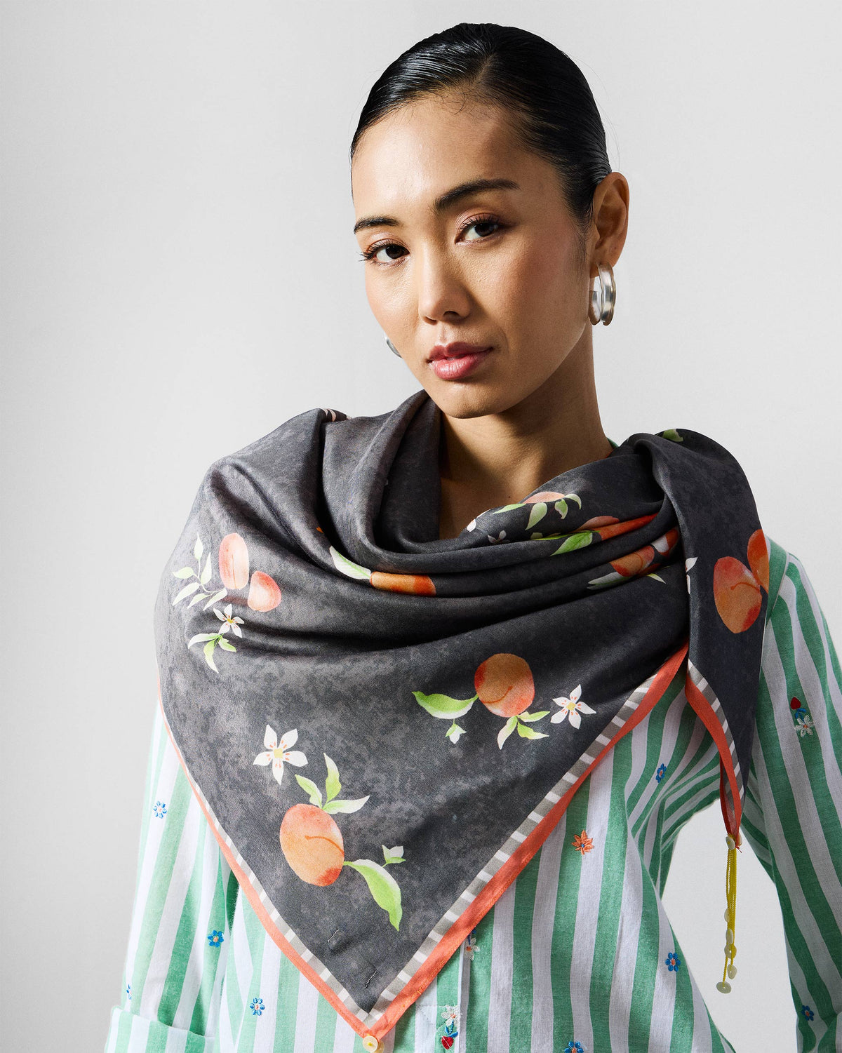 Apricot Scarf - Charcoal & Orange thumbnail 5