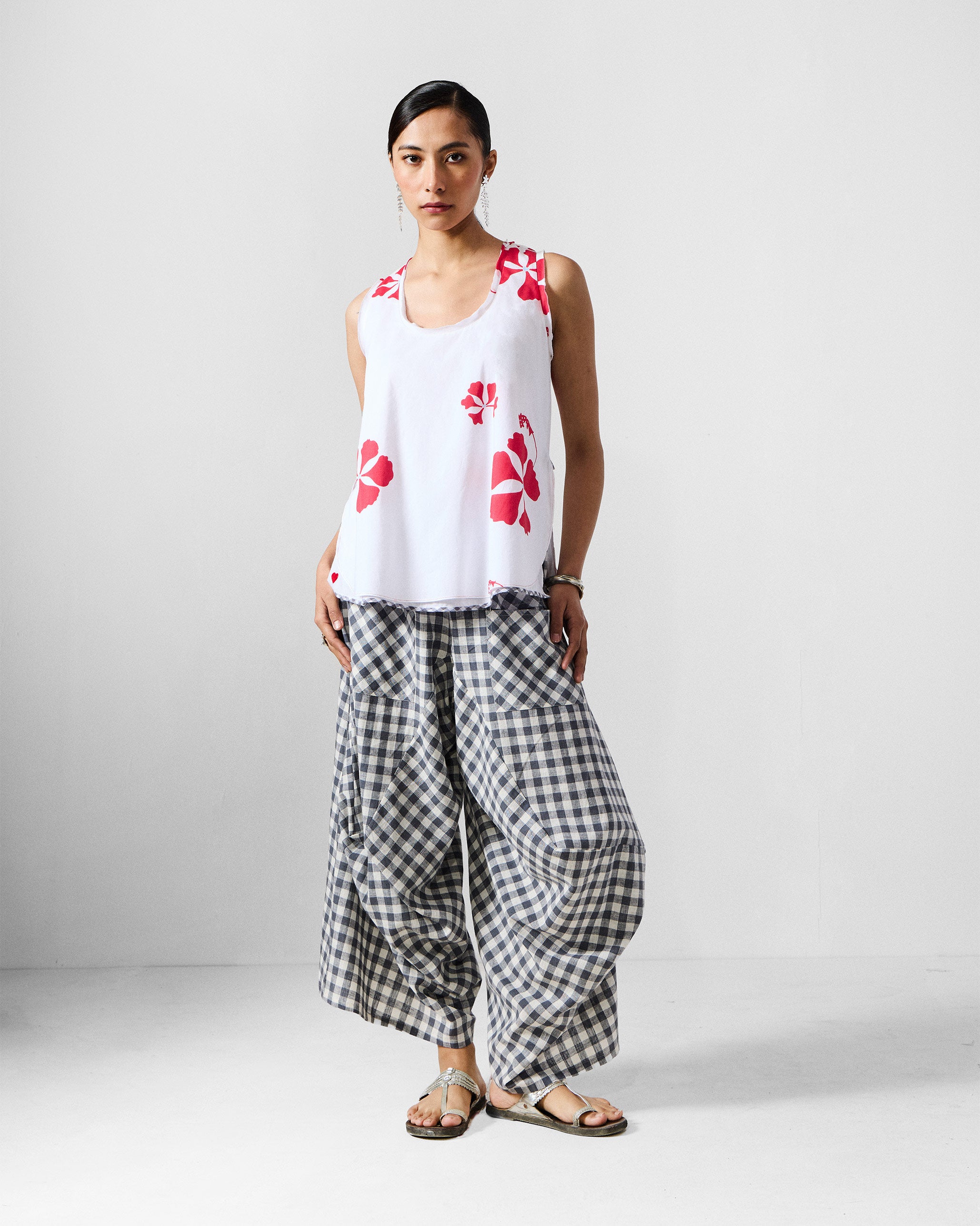 Kiva Top - White & Red Printed