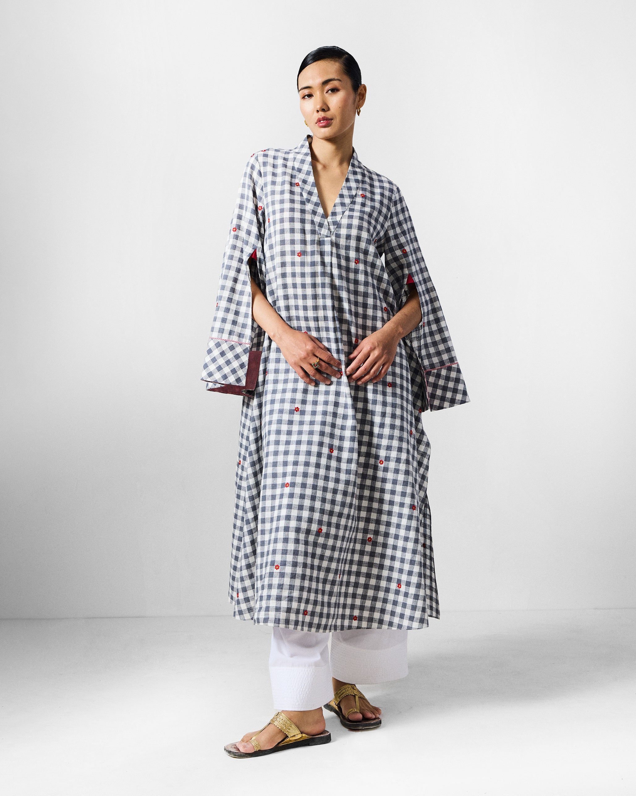 Dhauli Kurta - Grey & Whitel Checks