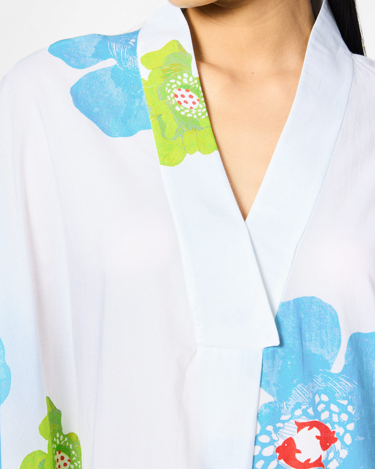 Bea Kaftan - White & Blue Printed