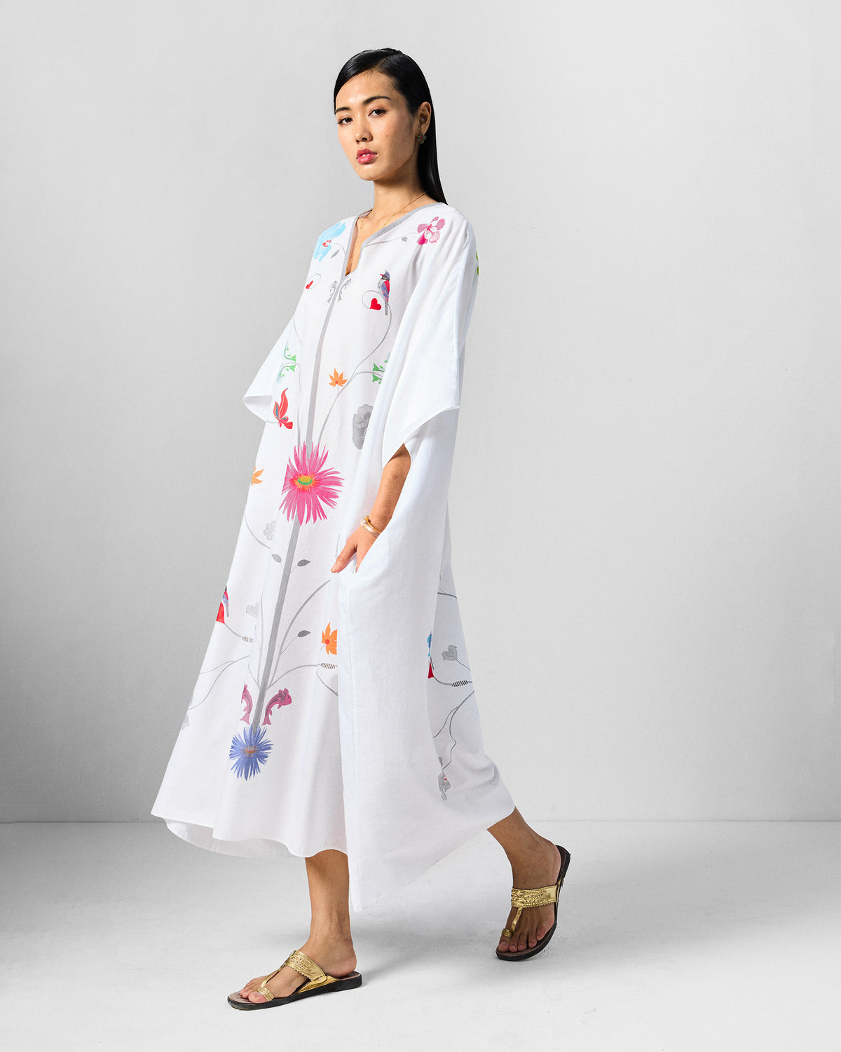 Kohima Kaftan - White Printed