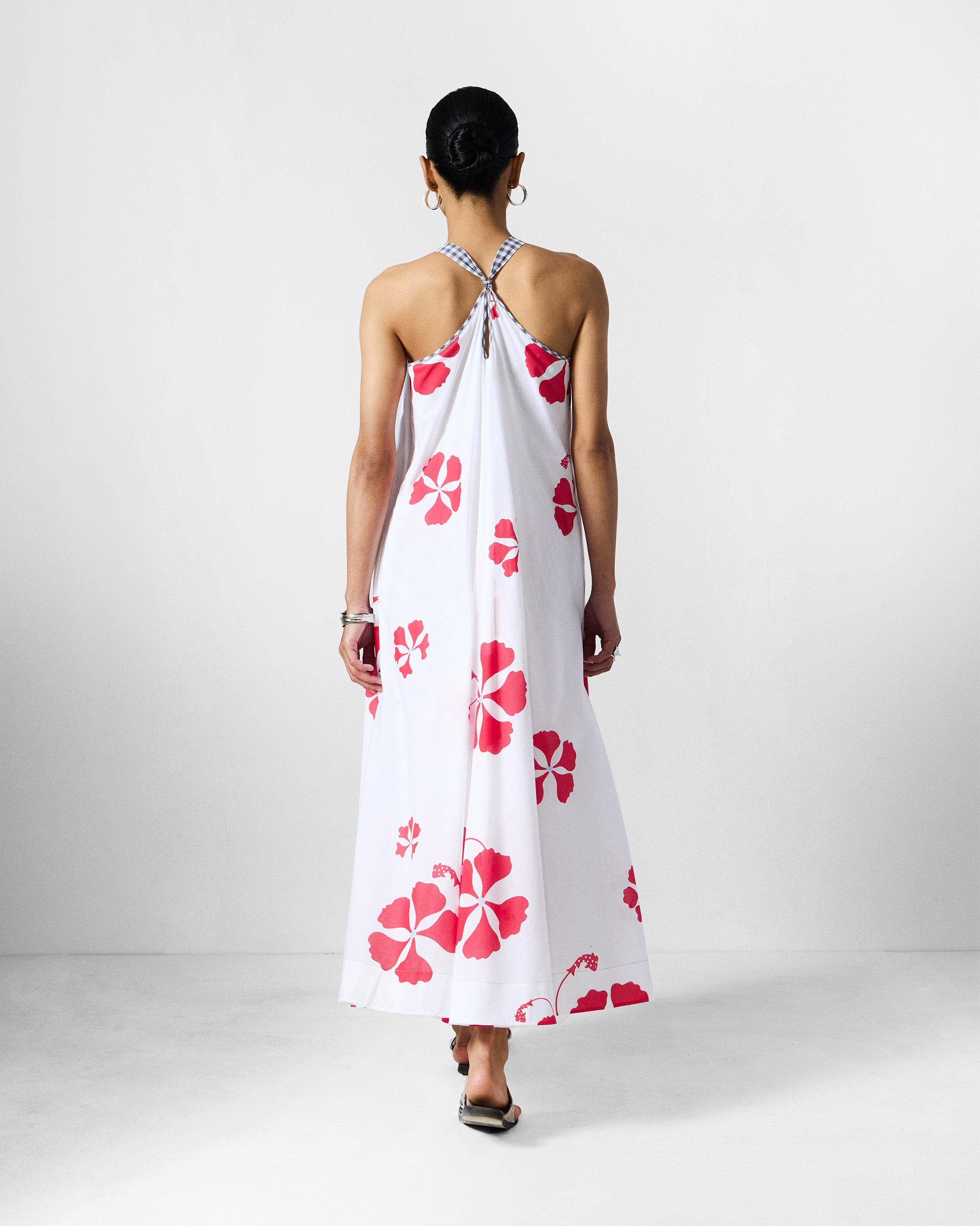 Anya Dress - White & Red Printed