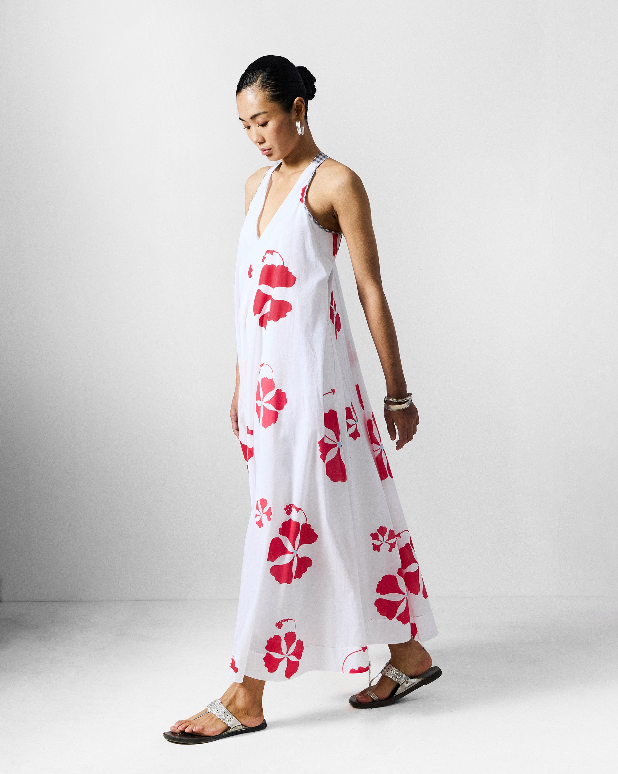 Anya Dress - White & Red Printed