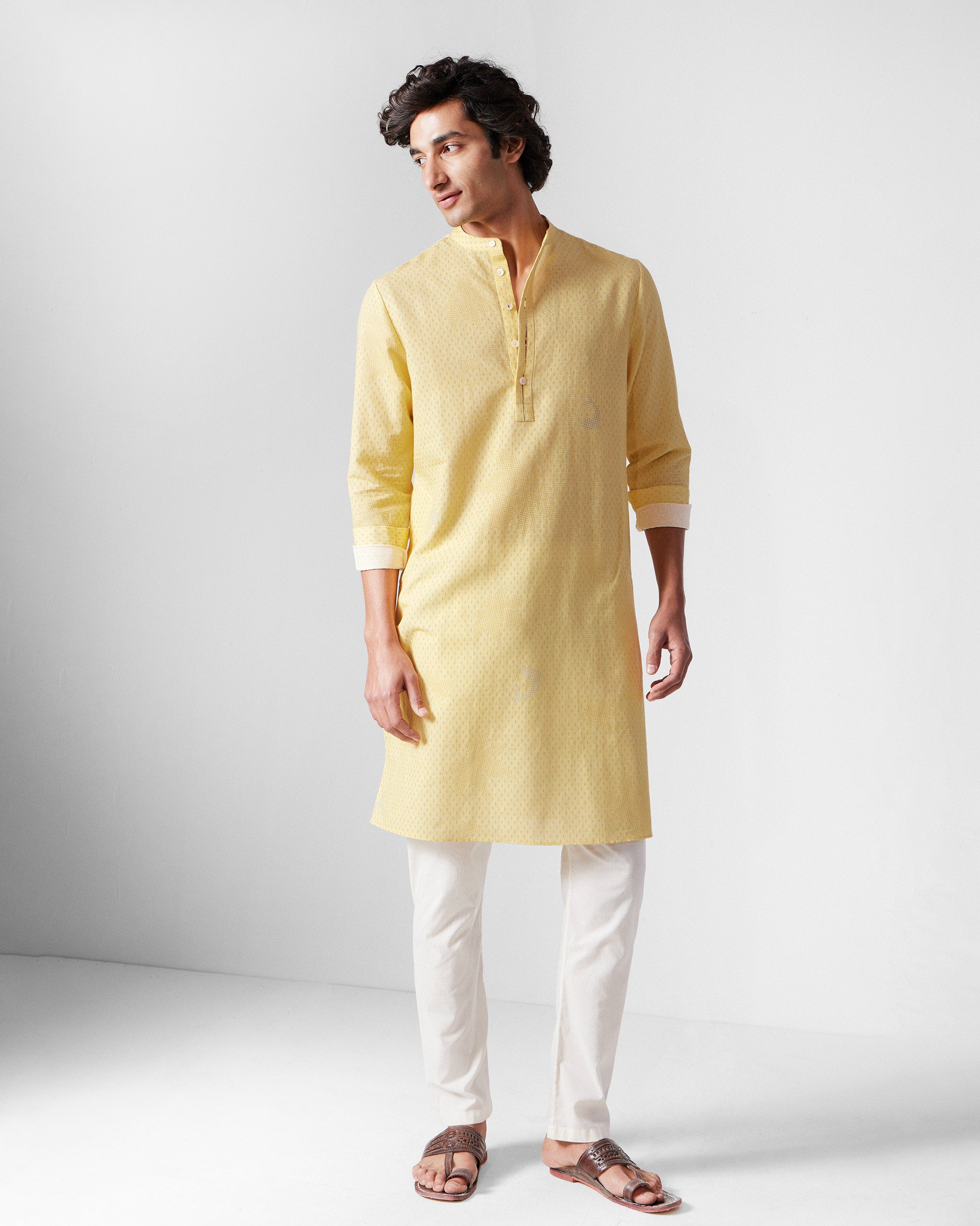 Astral Kurta - Light Yellow Printed