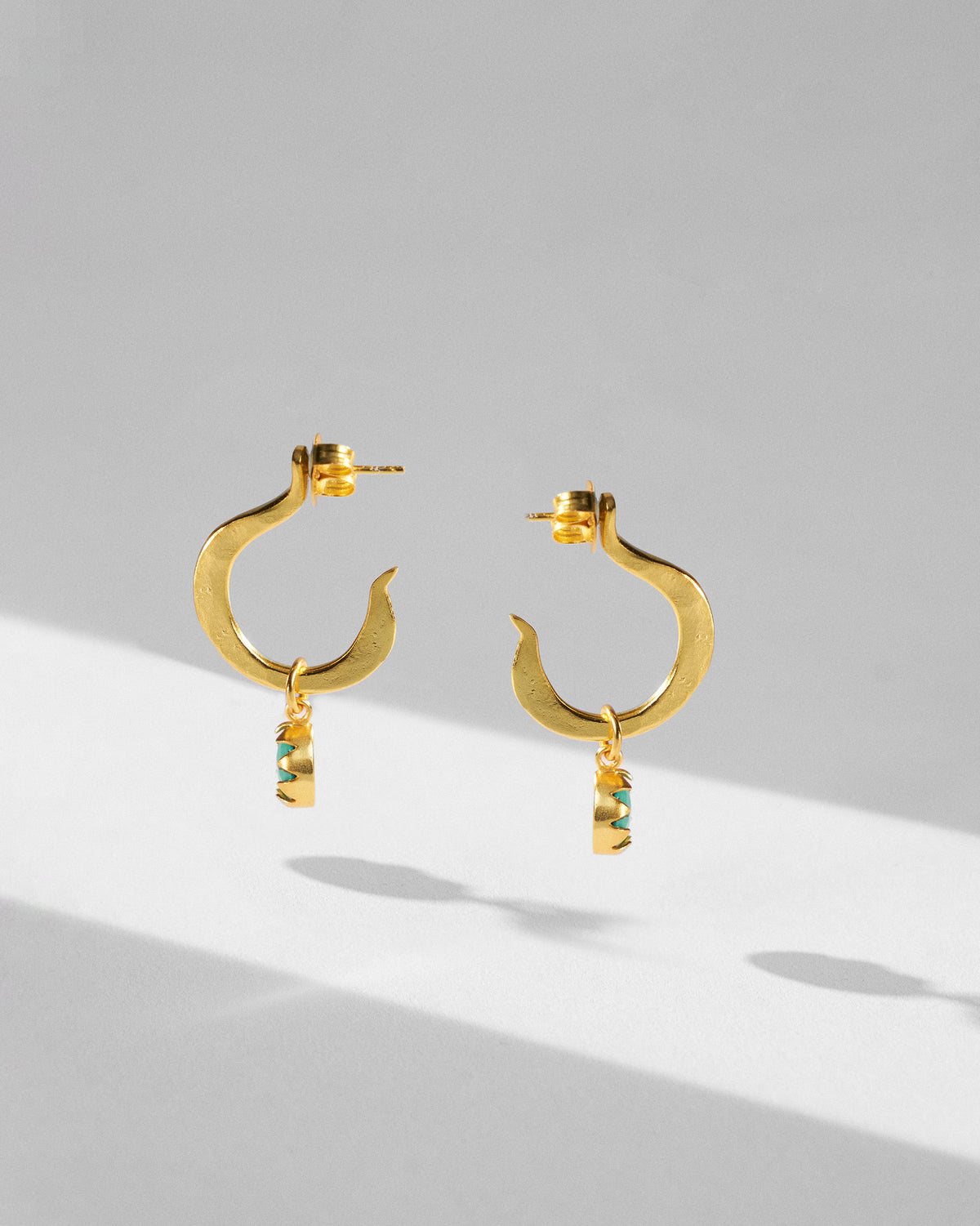 Qala Turquoise Hoops - Gold