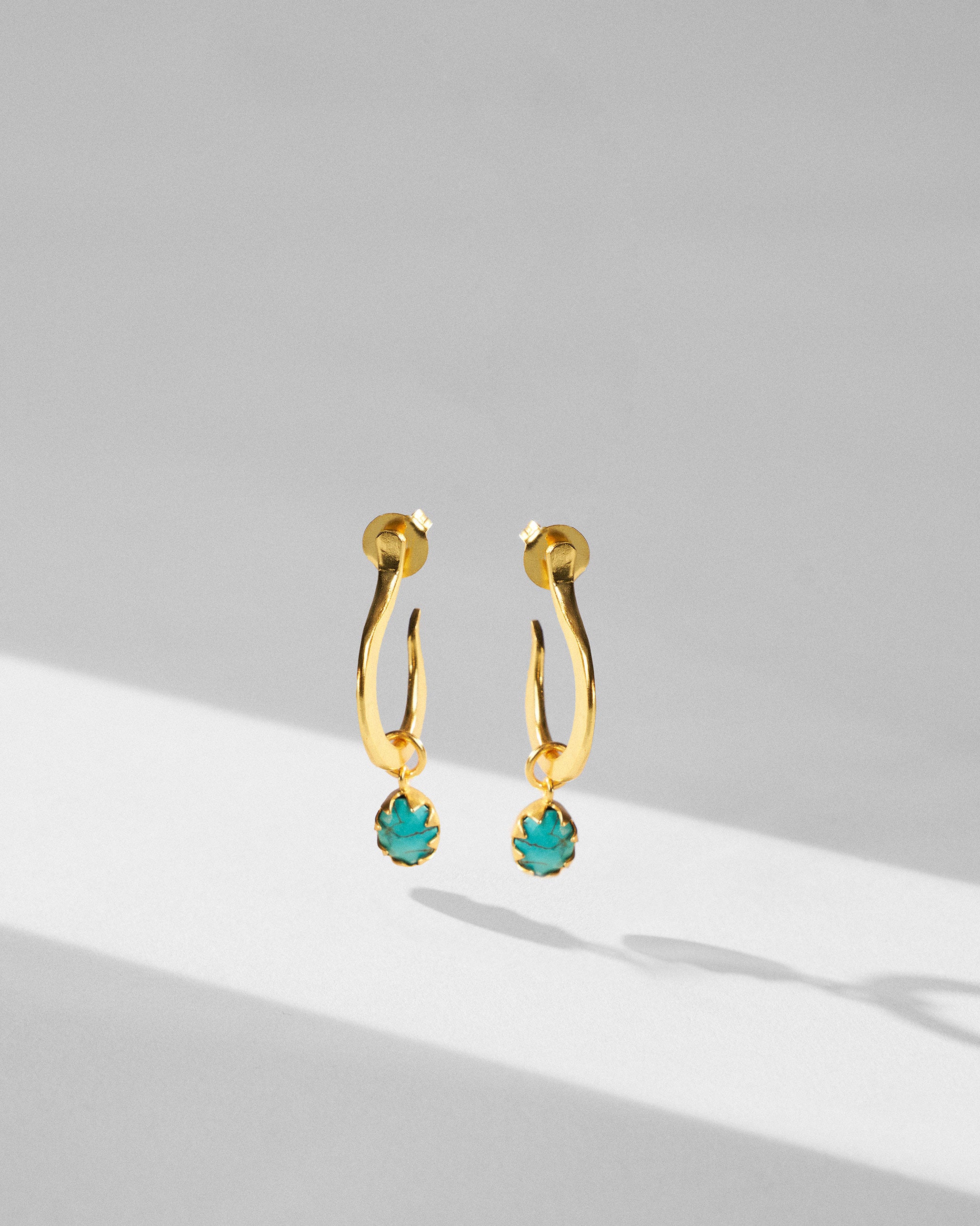 Qala Turquoise Hoops - Gold
