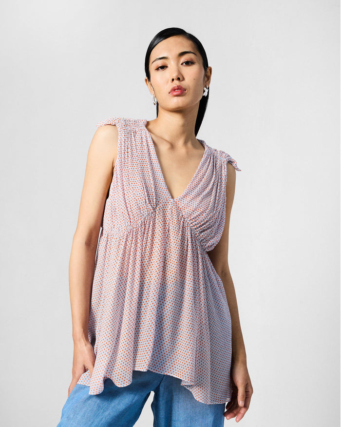 Sira Top - Blue Printed