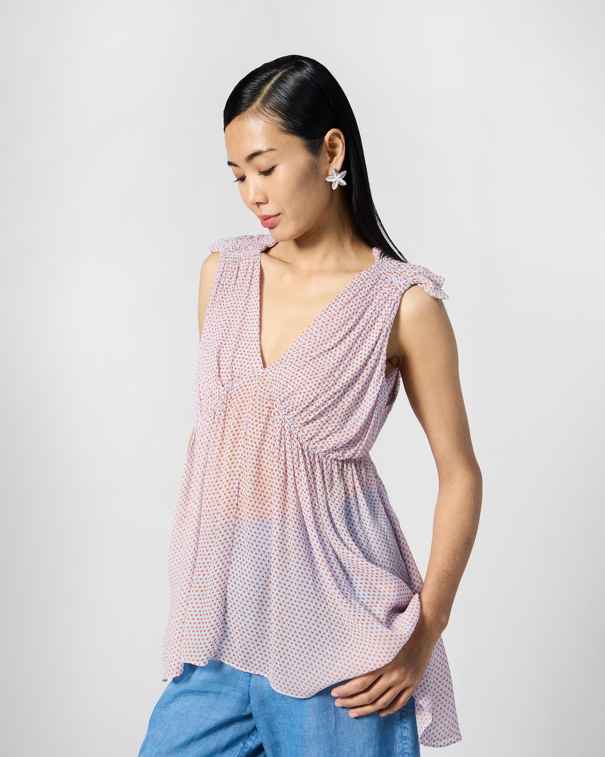 Sira Top - Blue Printed