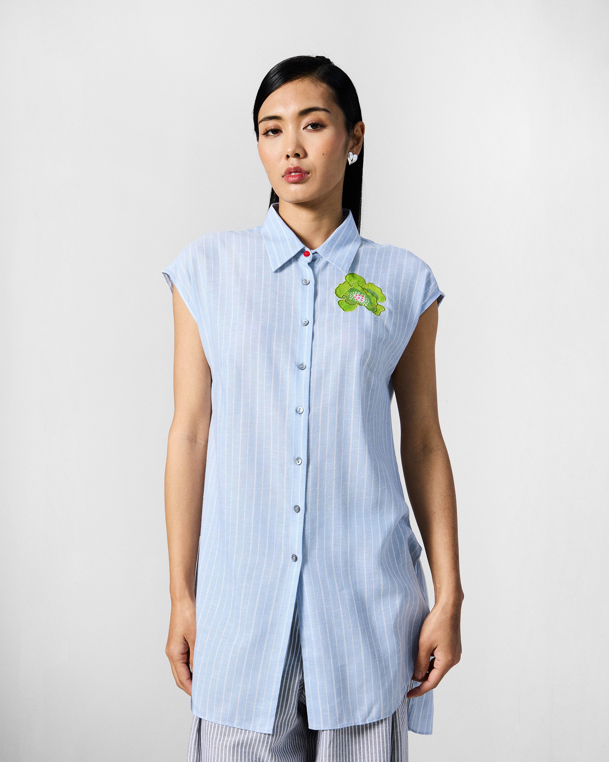 Vaah Top - Blue & white Stripes