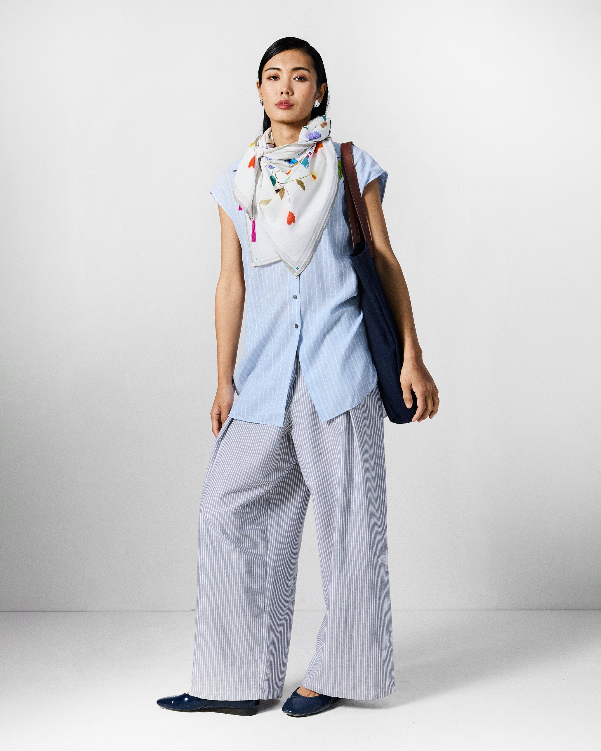 Vaah Top - Blue & white Stripes