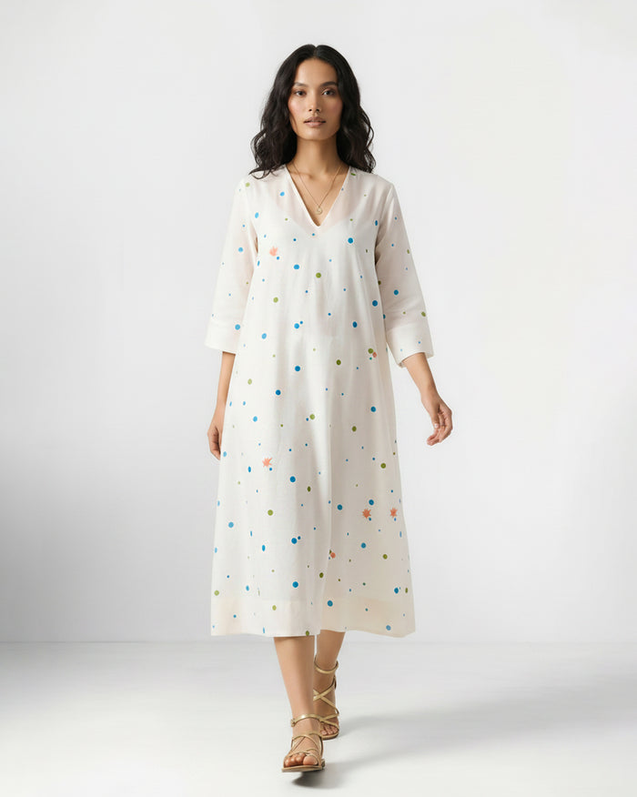 Meadow Dress - Ivory Embroidered