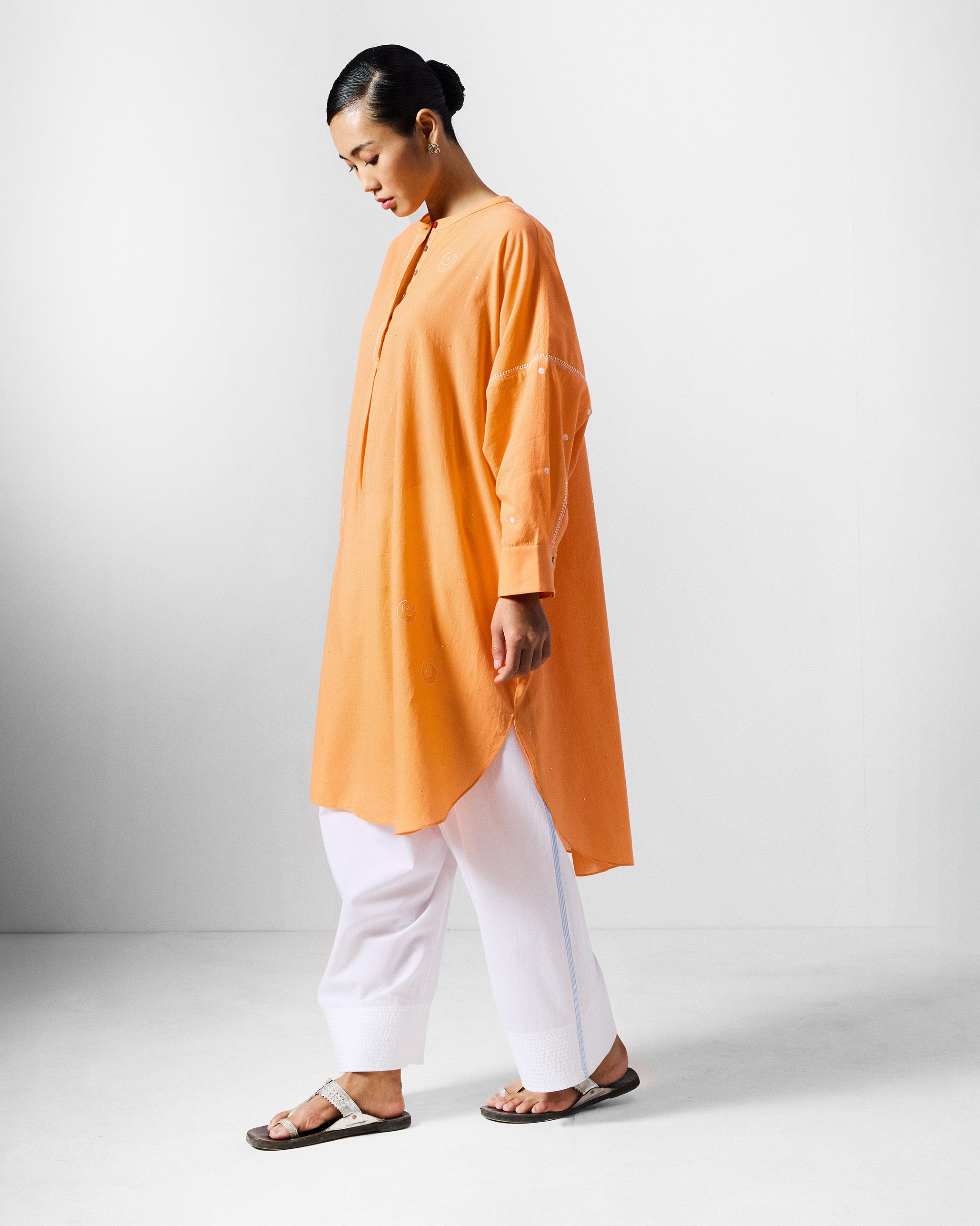 Lazy Sunday Tunic - Orange Embroidered