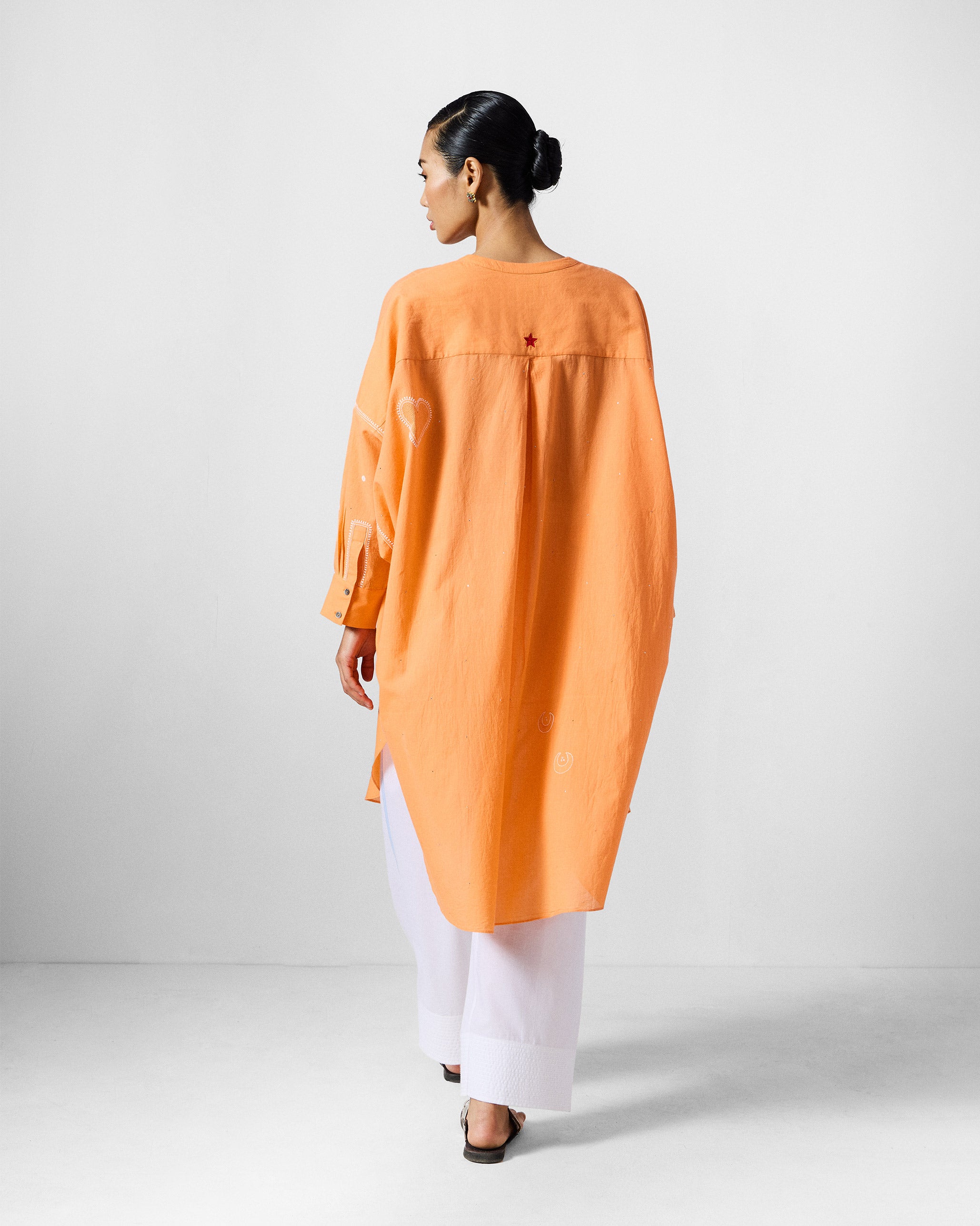 Lazy Sunday Tunic - Orange Embroidered