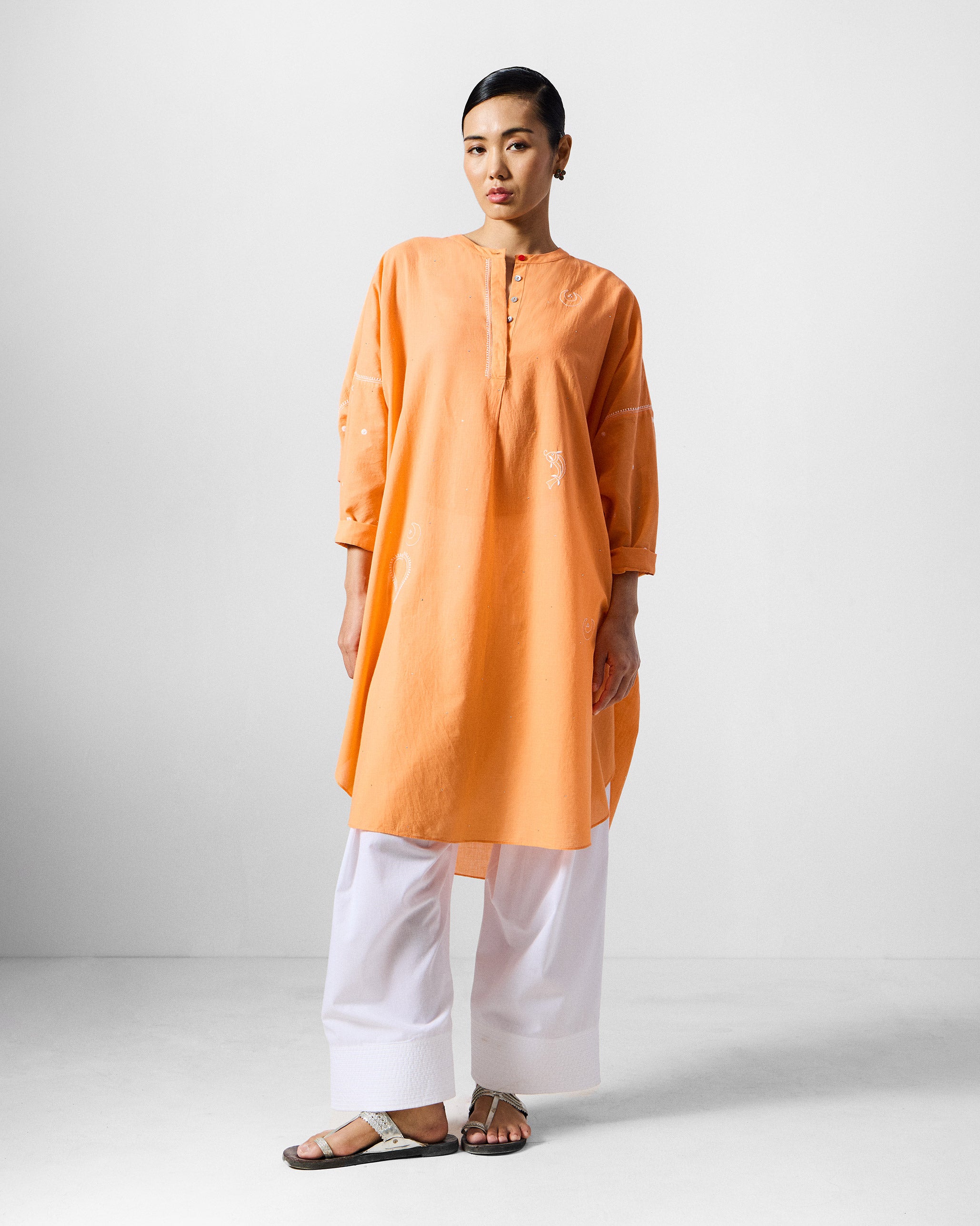 Lazy Sunday Tunic - Orange Embroidered