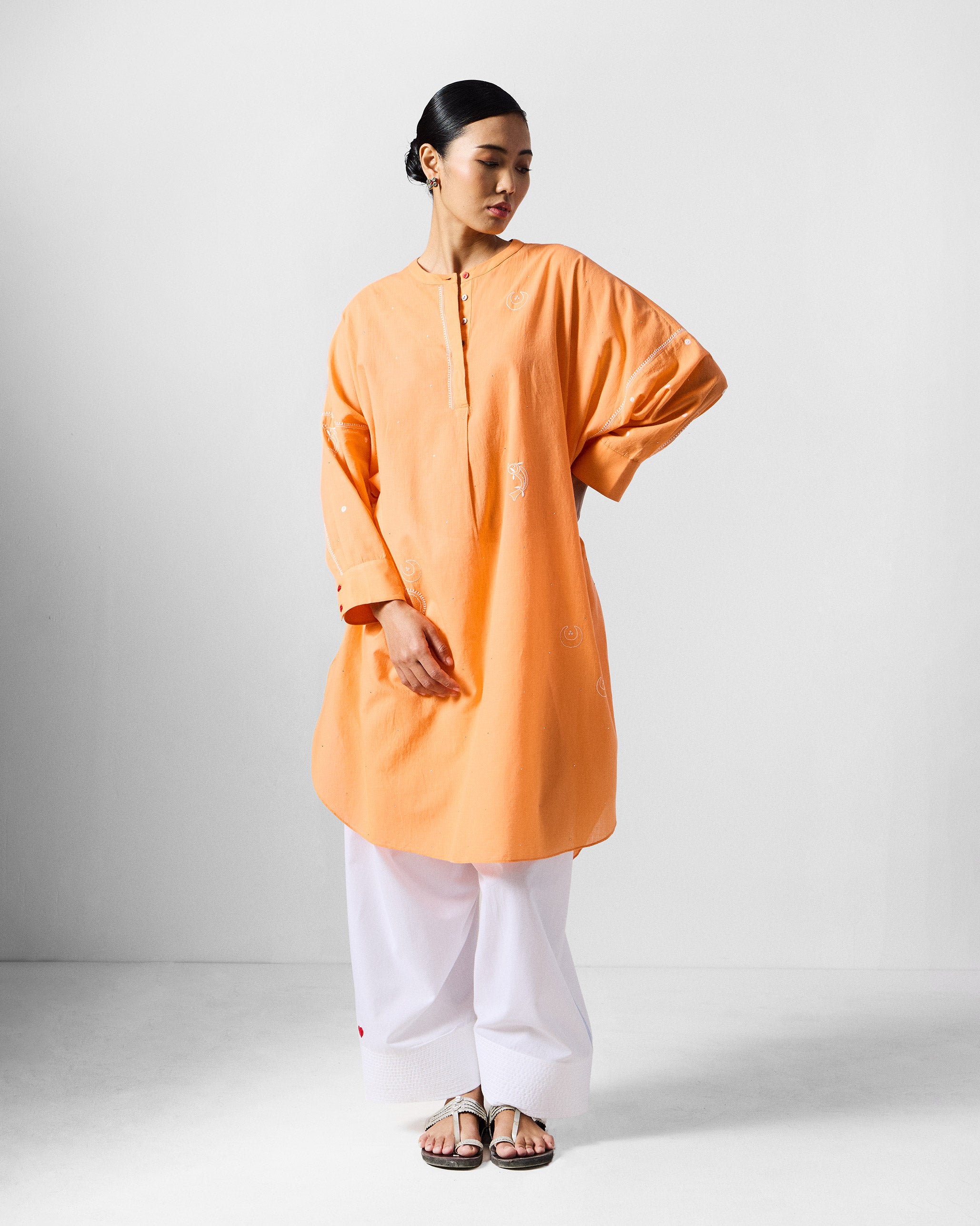 Lazy Sunday Tunic - Orange Embroidered