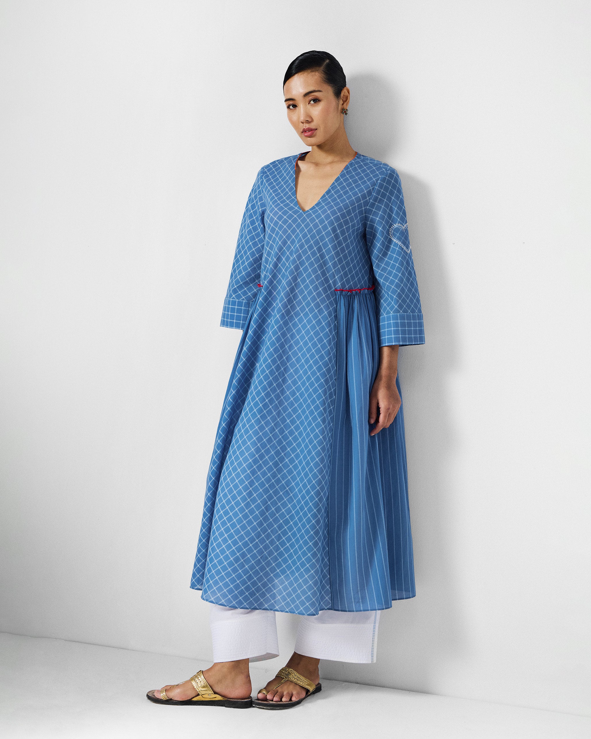 Giri Kurta - Blue & White Checks
