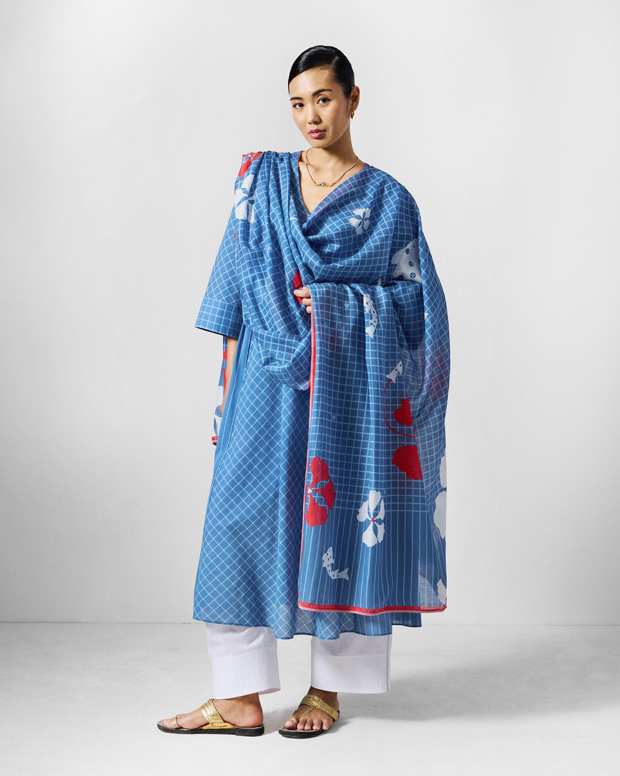 Giri Kurta - Blue & White Checks