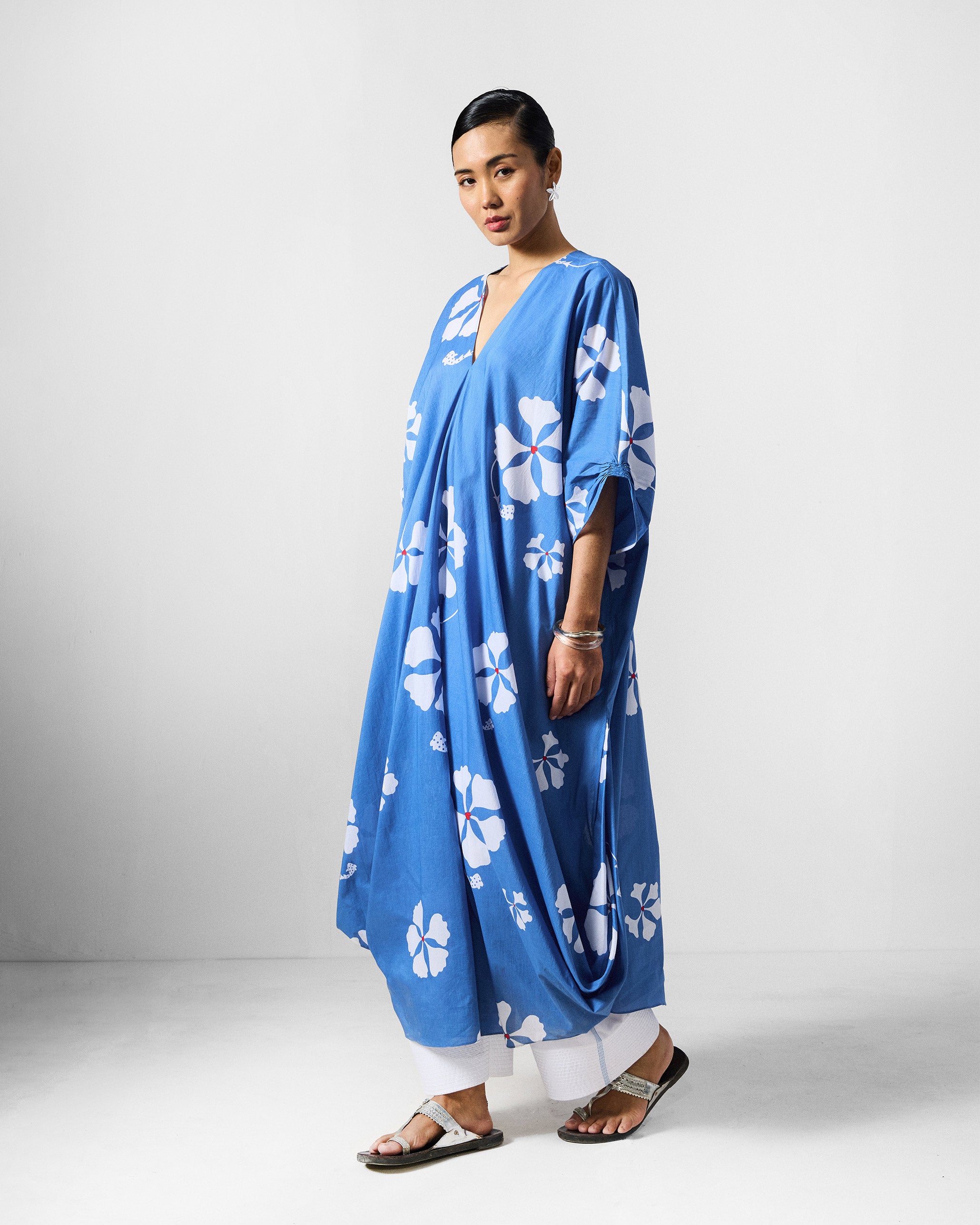 Nova Kurta - Blue & White Printed