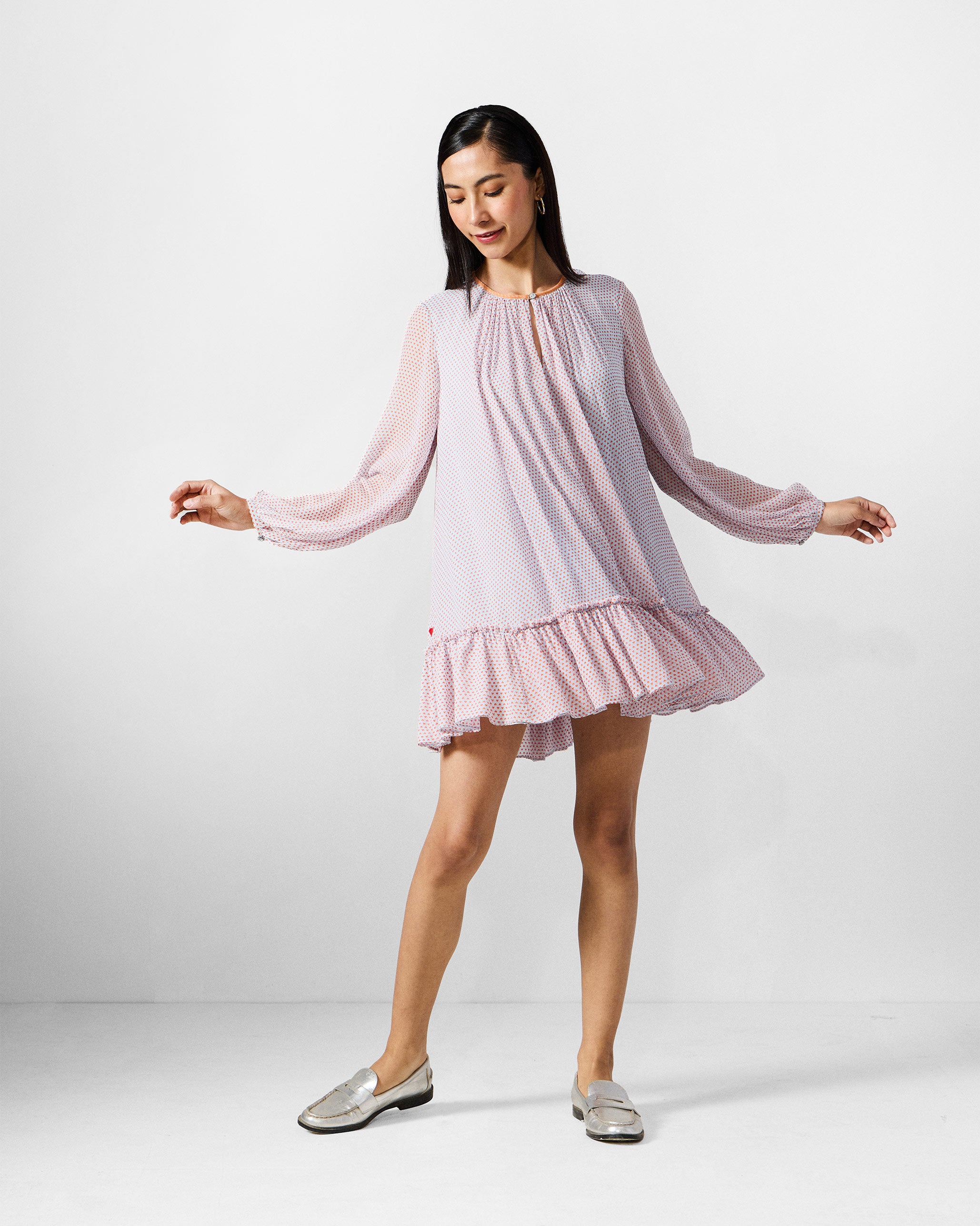 Siya Dress - Blue & Orange Printed