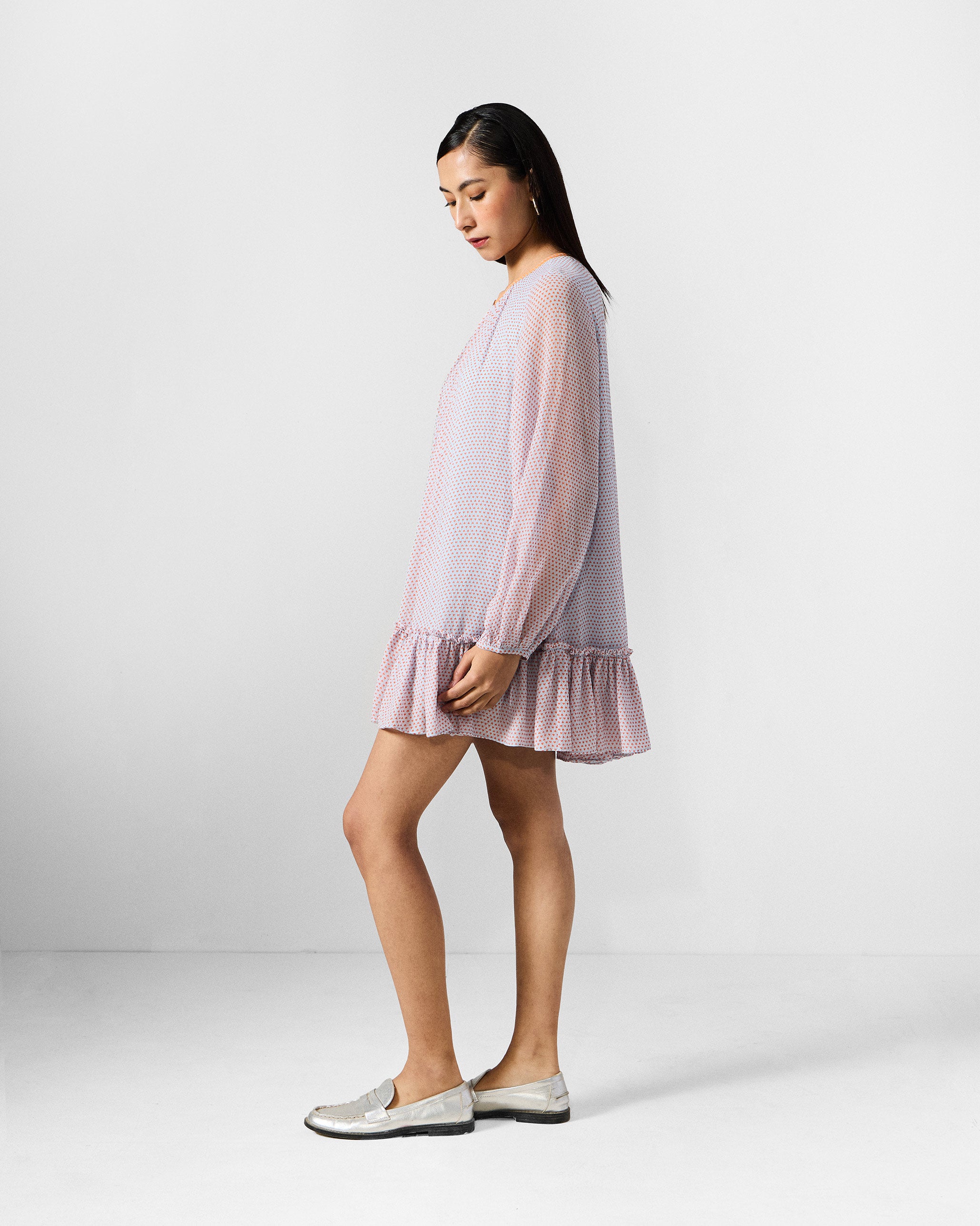 Siya Dress - Blue & Orange Printed